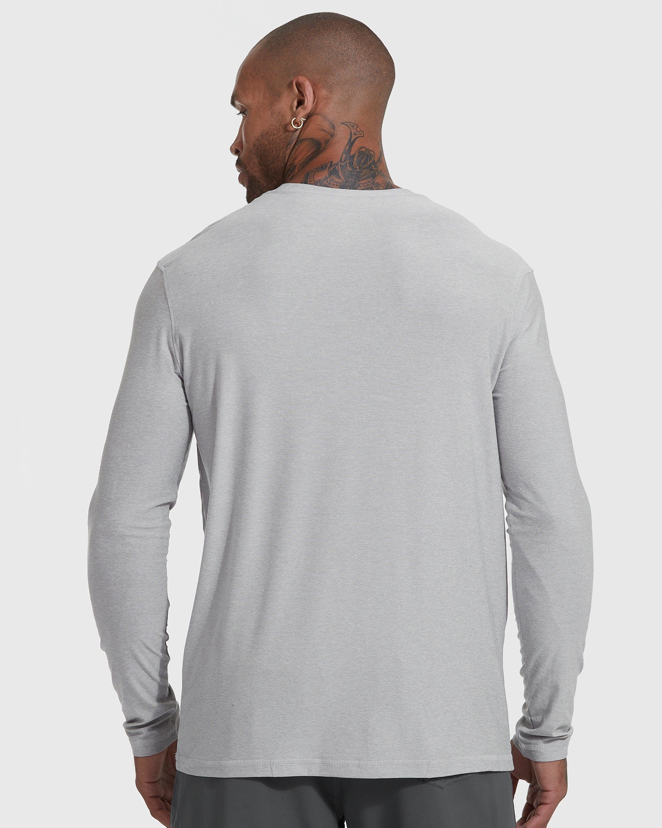 Heather Light Gray Active Long Sleeve Crew Neck sold by True Classic product image thumbnail 4