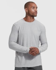 Heather Light Gray Active Long Sleeve Crew Neck sold by True Classic
