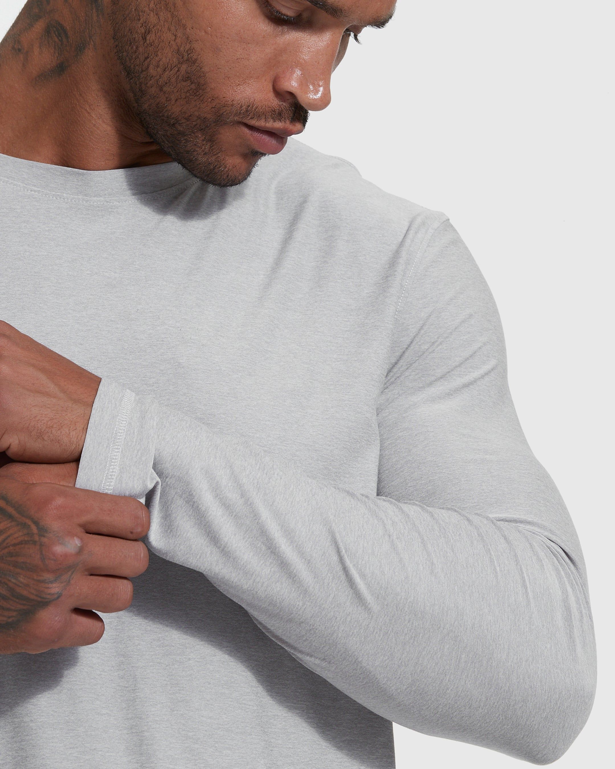 Heather Light Gray Active Long Sleeve Crew Neck sold by True Classic product image thumbnail 5