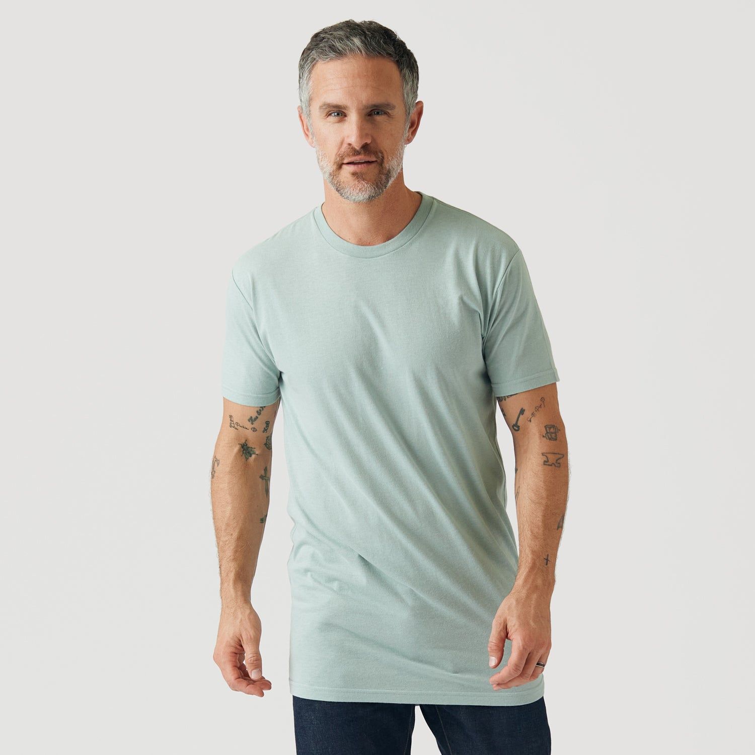 Sage Tall Round Hem Crew Neck T-Shirt sold by True Classic