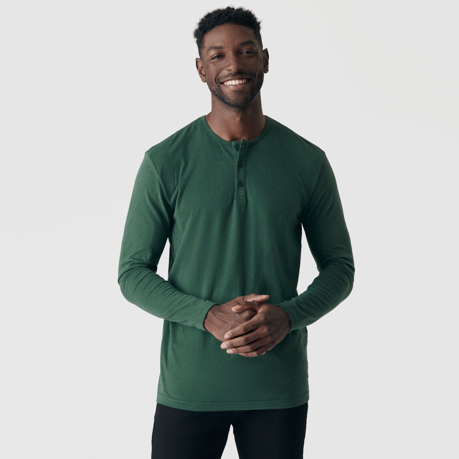 Hunter Green Long Sleeve Henley sold by True Classic