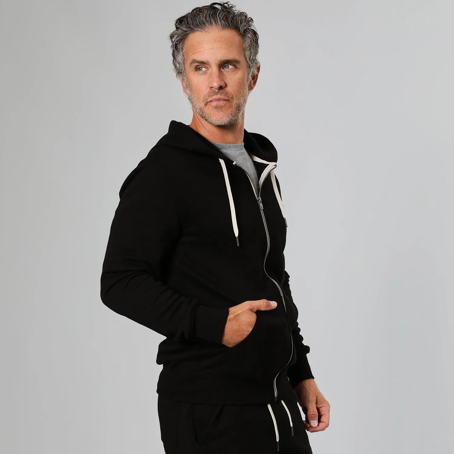 Black Fleece Zip Hoodie and Jogger Set sold by True Classic product image thumbnail 3