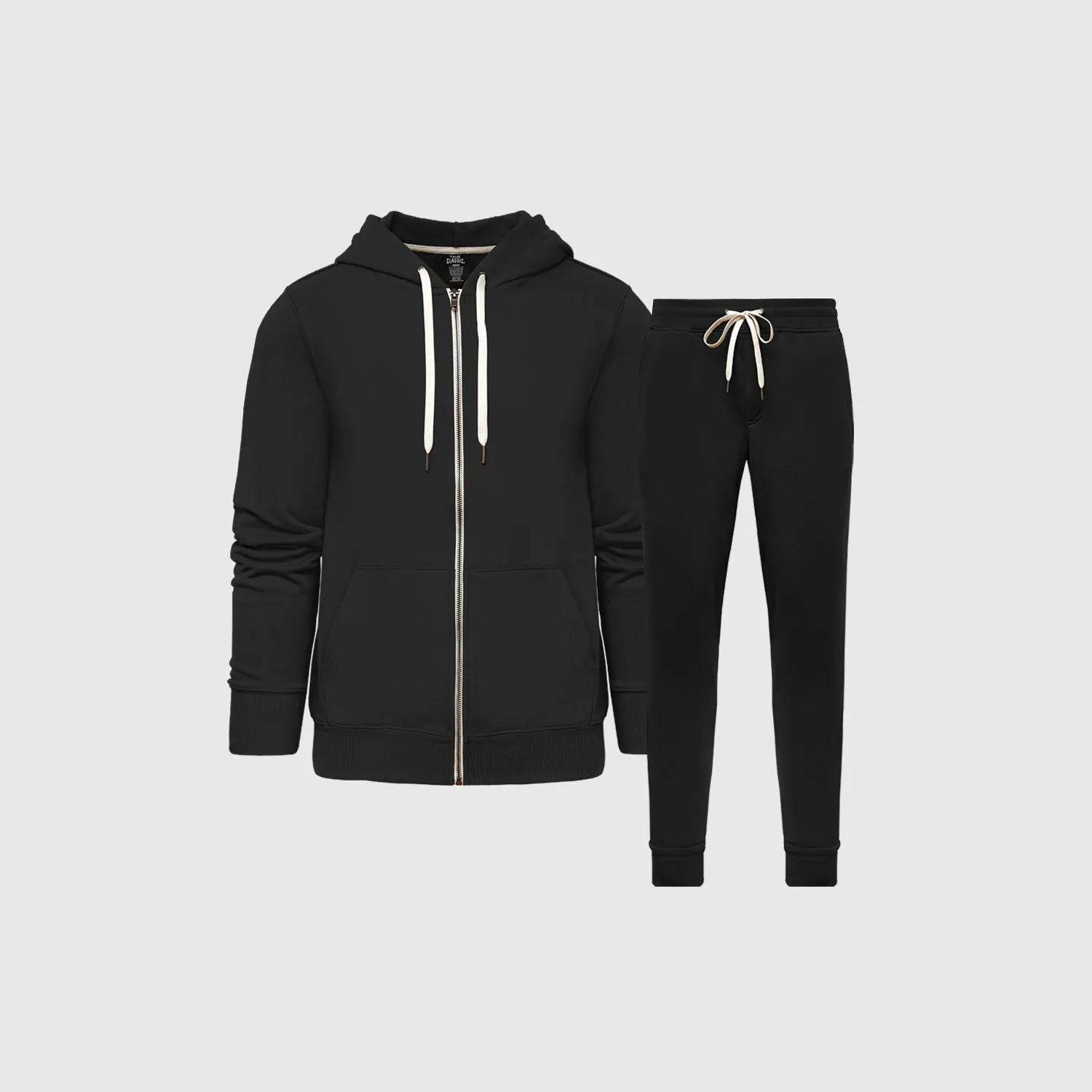 Black Fleece Zip Hoodie and Jogger Set sold by True Classic