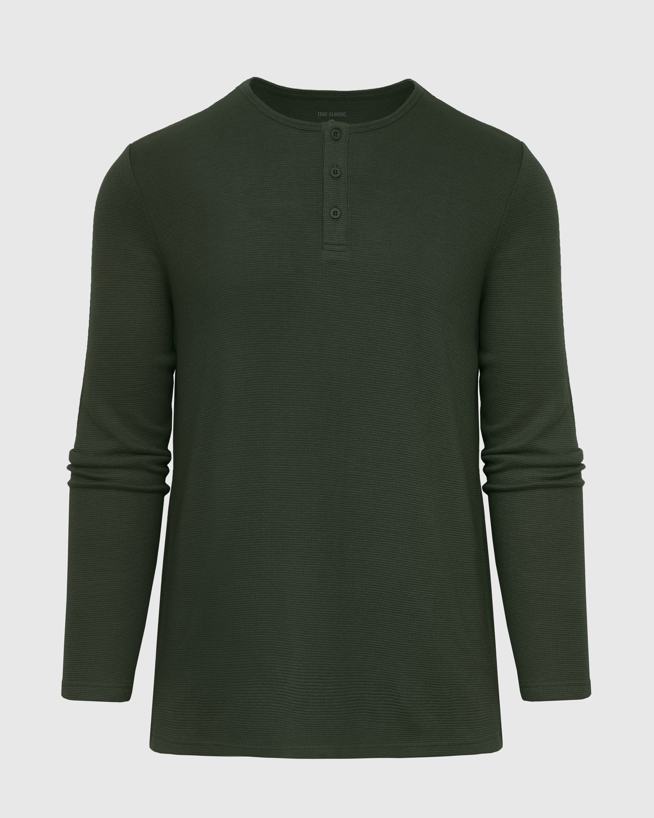 Dark Olive Long Sleeve Waffle Henley sold by True Classic product image thumbnail 2