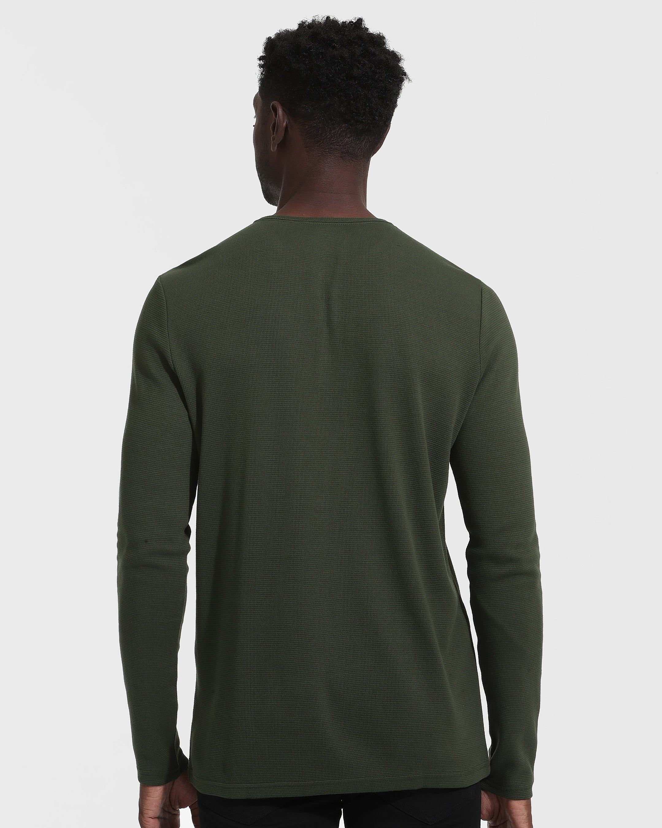 Dark Olive Long Sleeve Waffle Henley sold by True Classic product image thumbnail 4