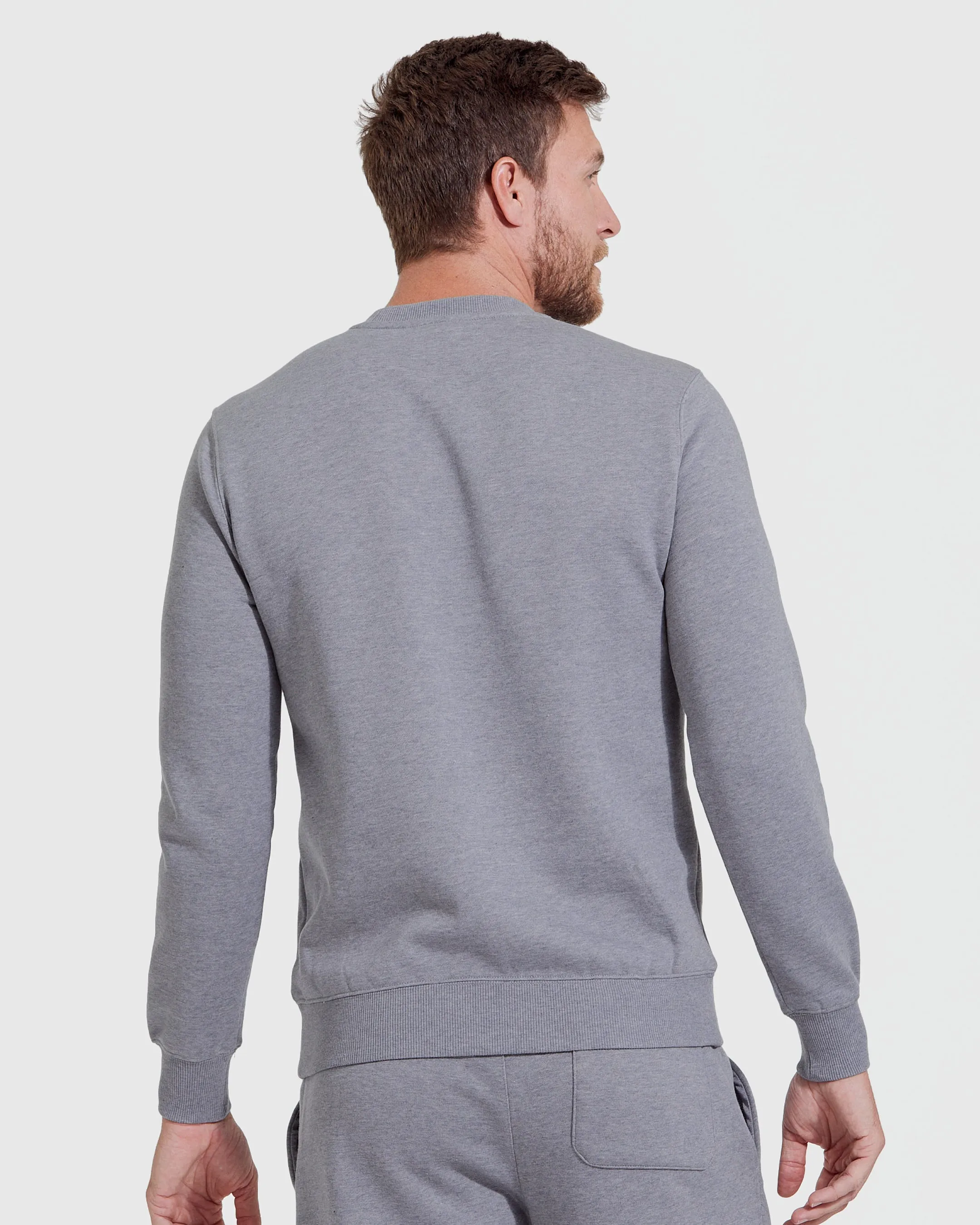 Heather Gray Fleece French Terry Pullover Crew Neck sold by True Classic product image thumbnail 4