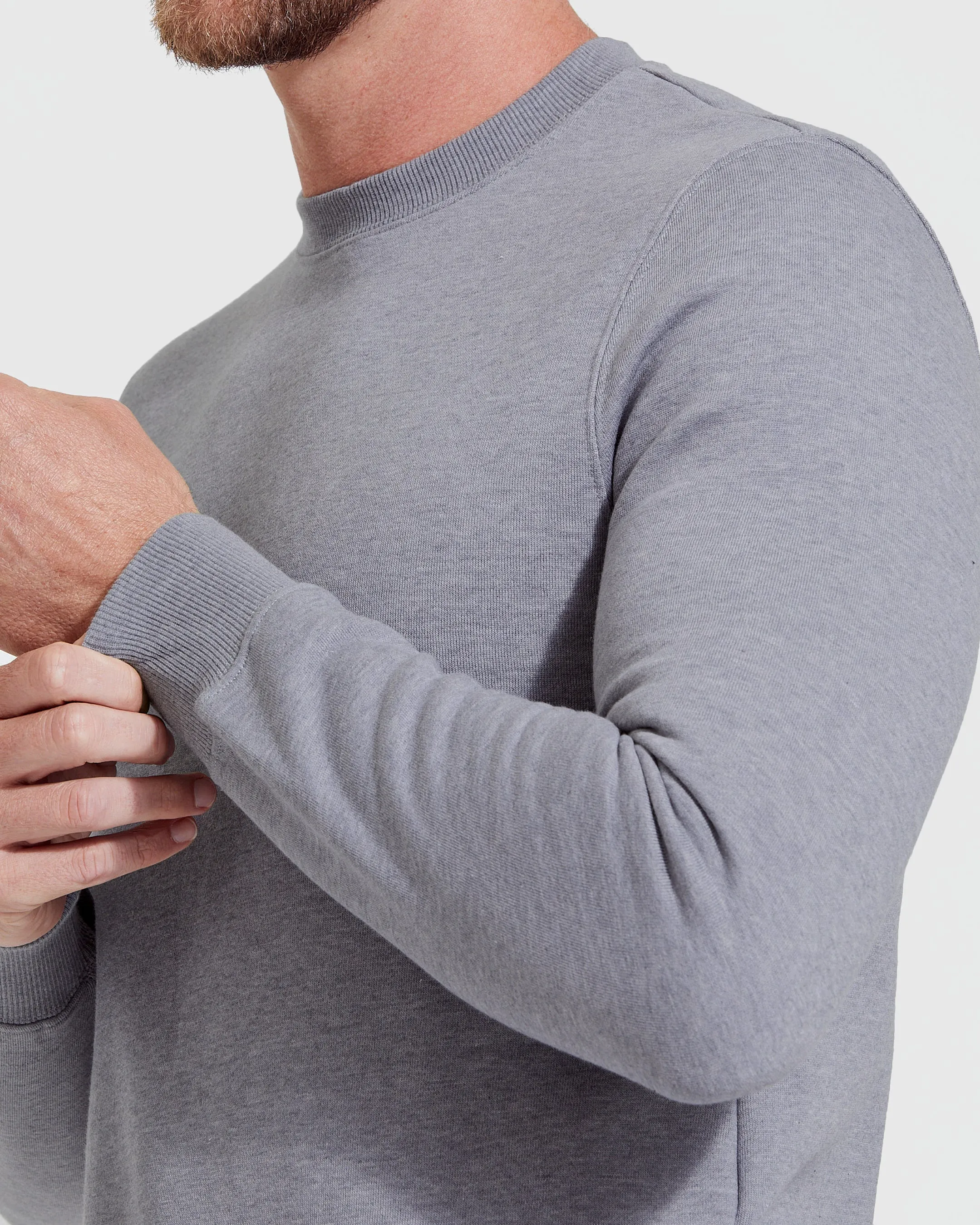 Heather Gray Fleece French Terry Pullover Crew Neck sold by True Classic product image thumbnail 5