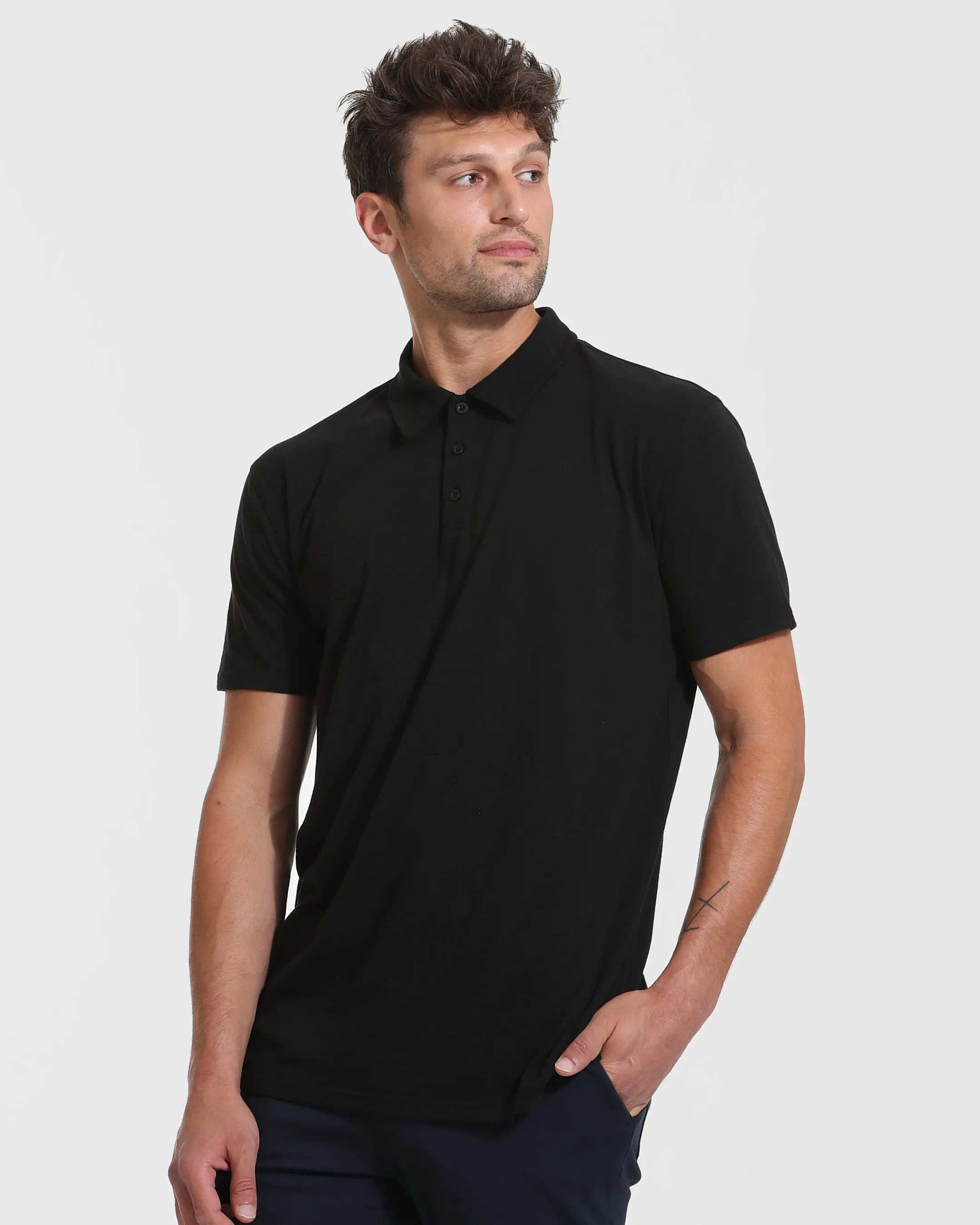 Black Short Sleeve Tall Polo sold by True Classic product image thumbnail 3