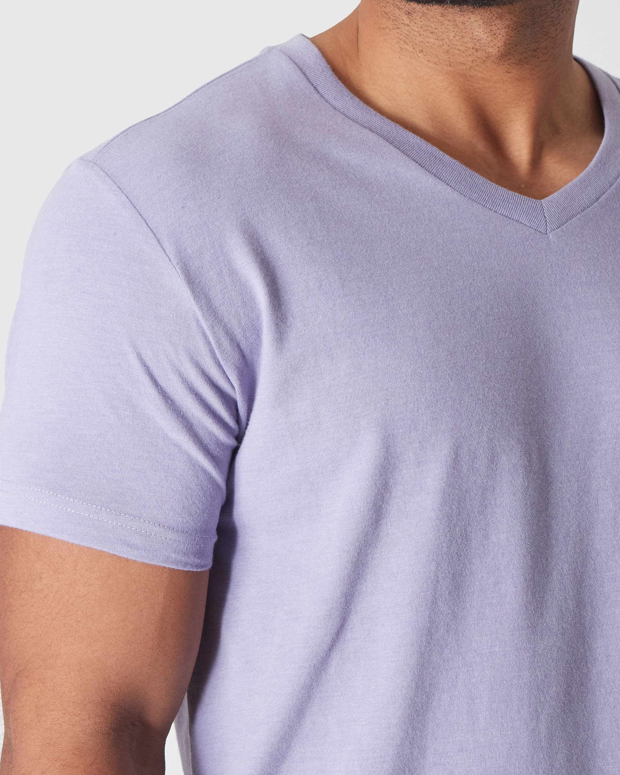 Heather Dark Orchid Short Sleeve Vee Neck T Shirt sold by True Classic product image thumbnail 5