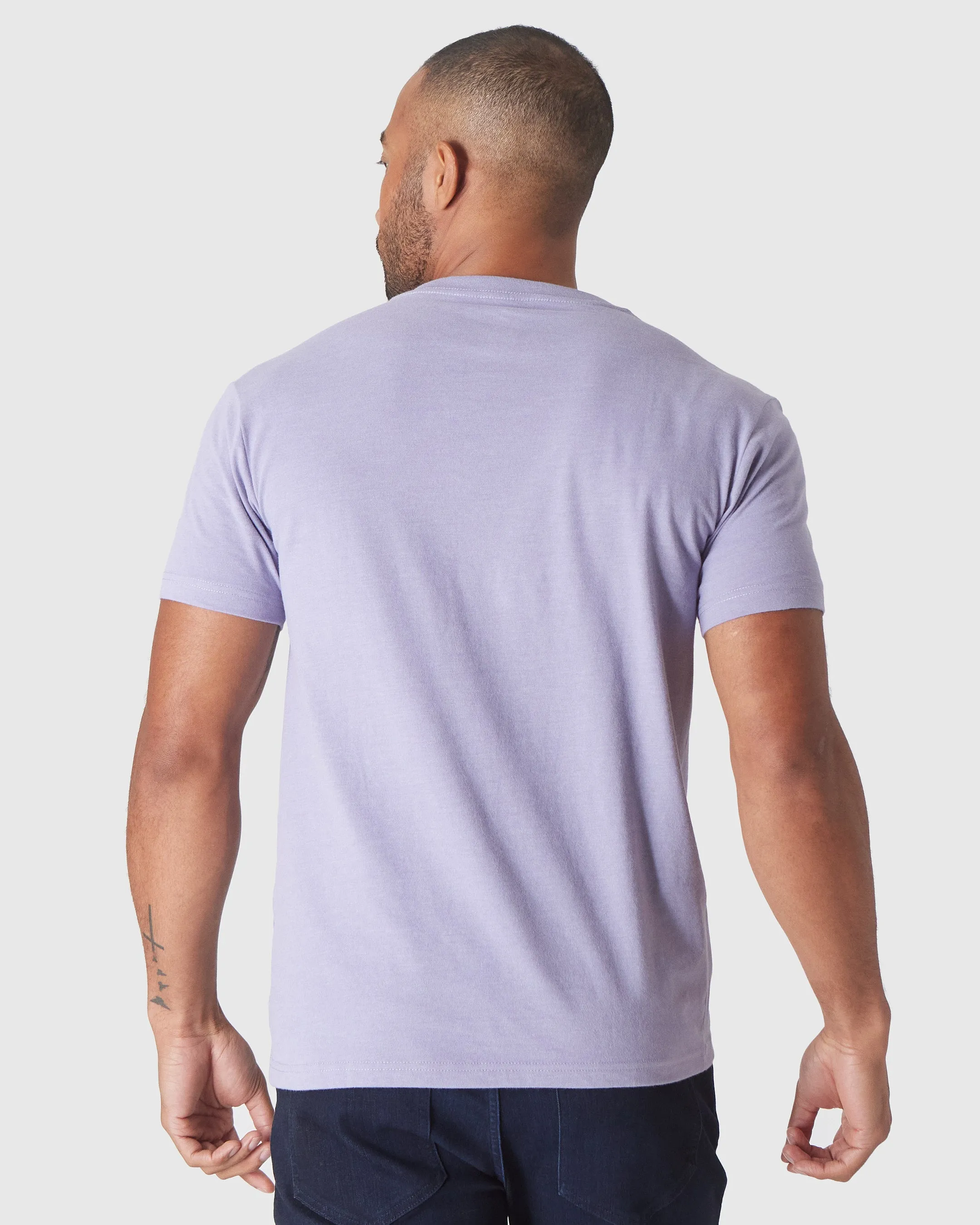 Heather Dark Orchid Short Sleeve Vee Neck T Shirt sold by True Classic product image thumbnail 3