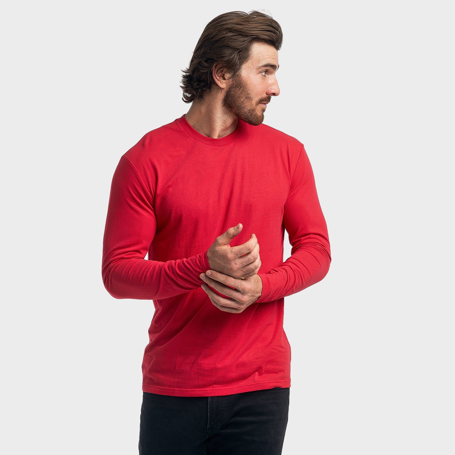 Red Crew Neck Long Sleeve sold by True Classic