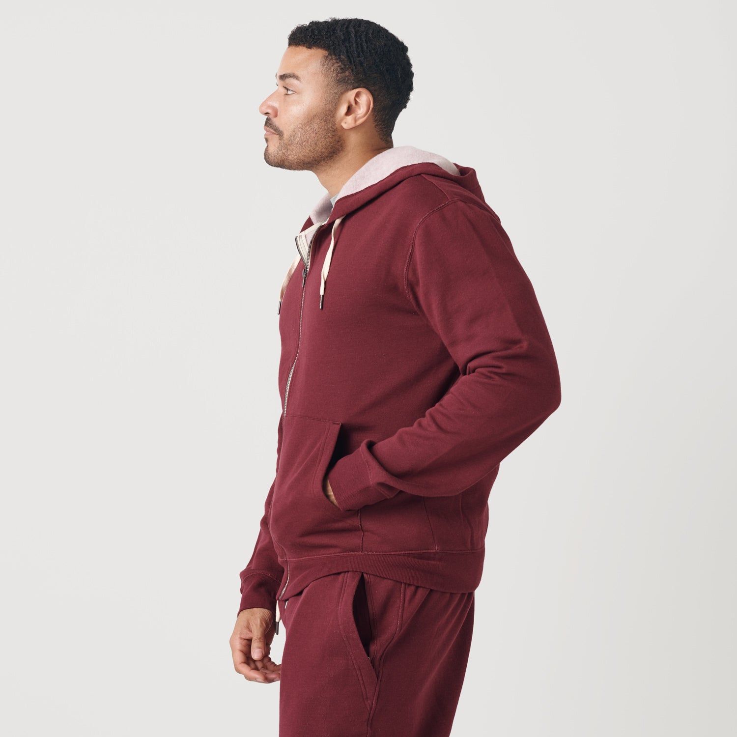 Burgundy Zip Fleece Hoodie sold by True Classic product image thumbnail 4