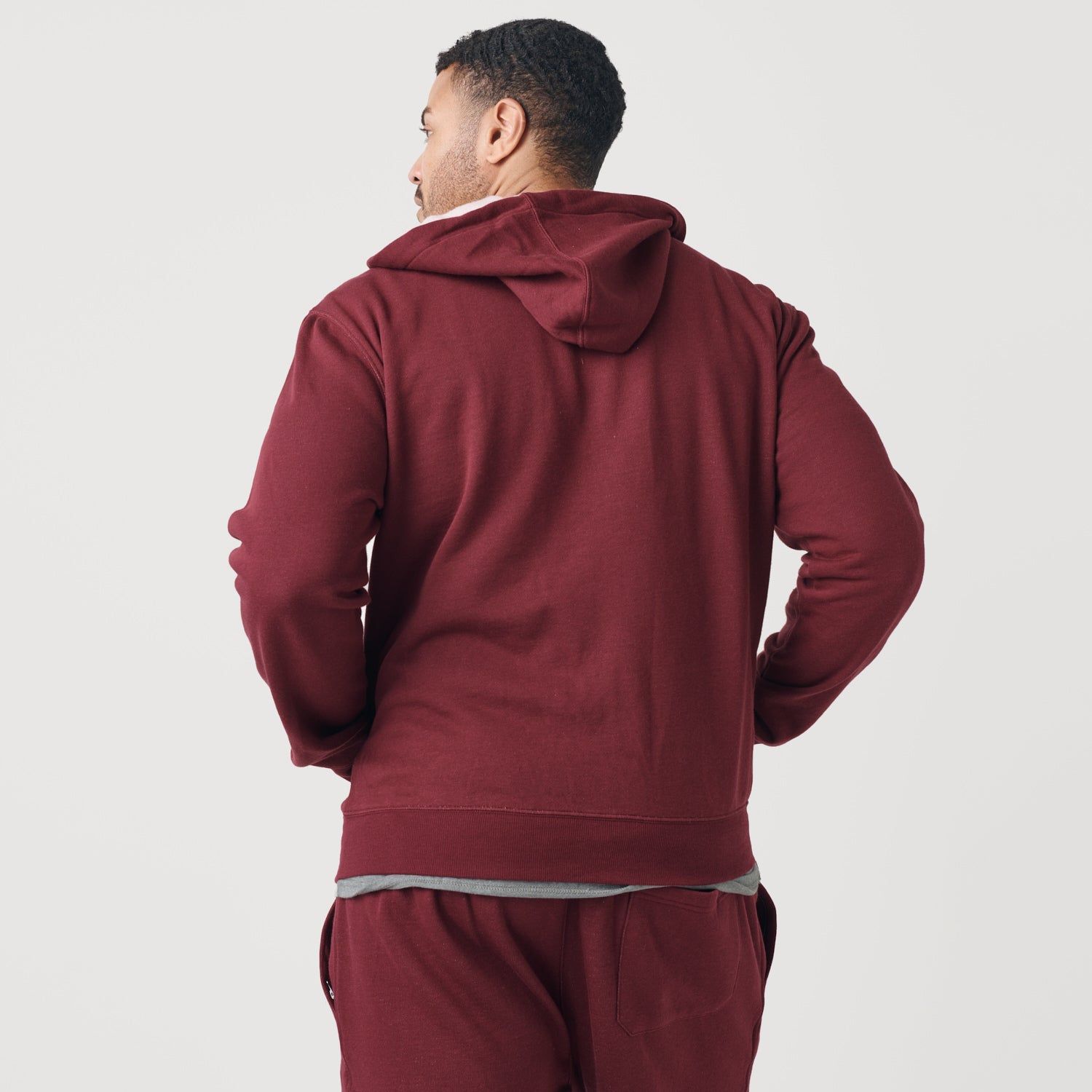 Burgundy Zip Fleece Hoodie sold by True Classic product image thumbnail 3