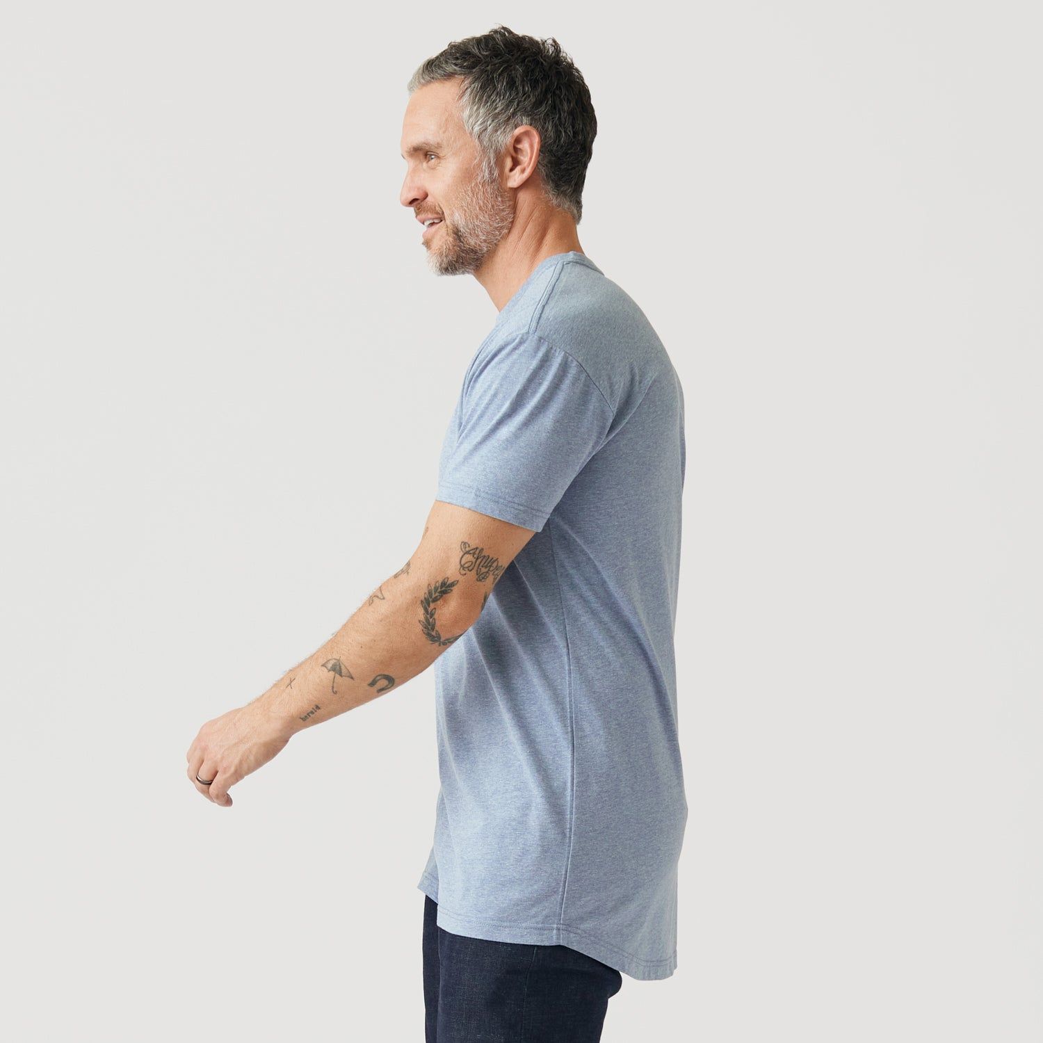 Heather Indigo Tall Round Hem Crew Neck T-Shirt sold by True Classic product image thumbnail 4