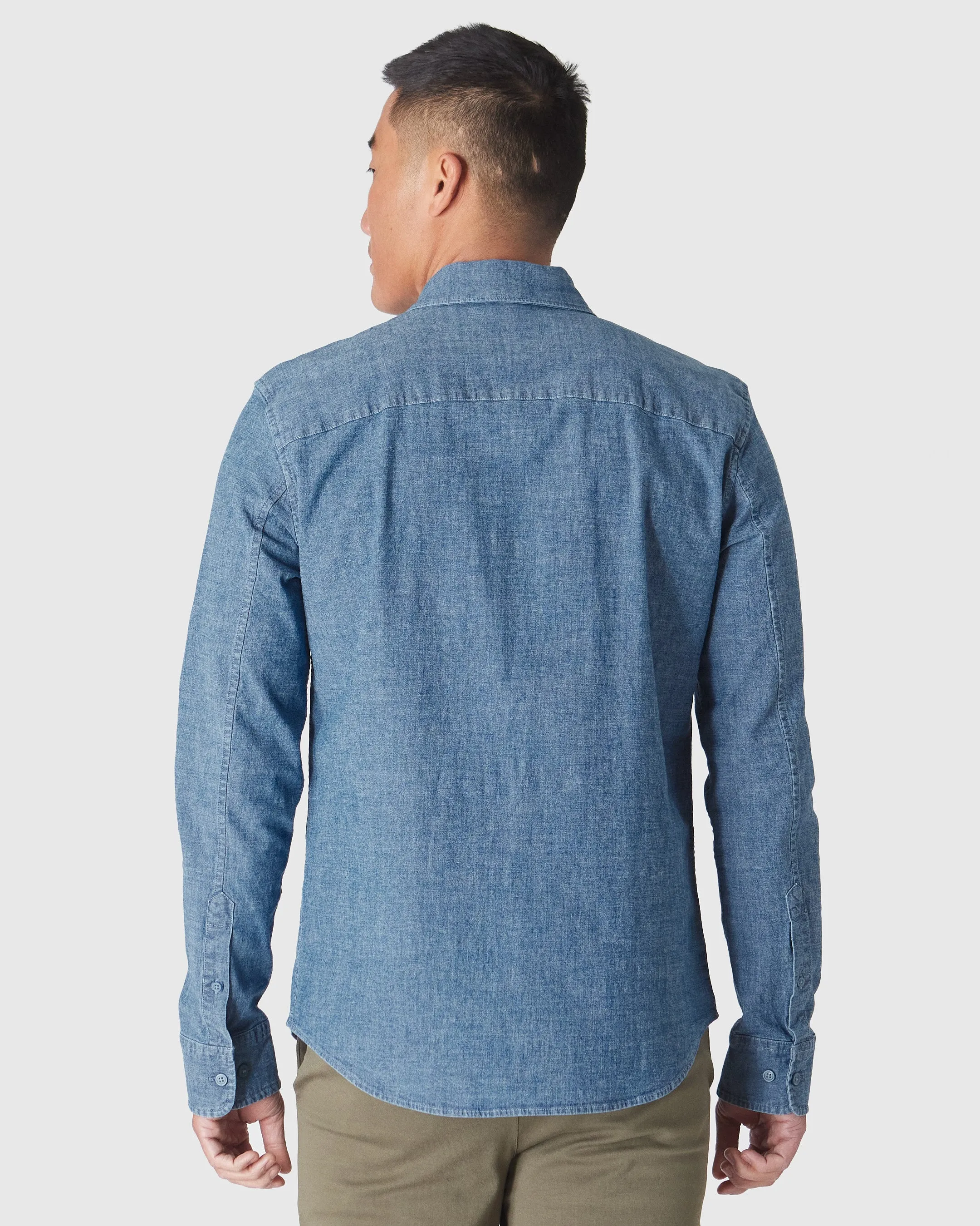 Light Indigo Wash Long Sleeve Chambray Shirt sold by True Classic product image thumbnail 3