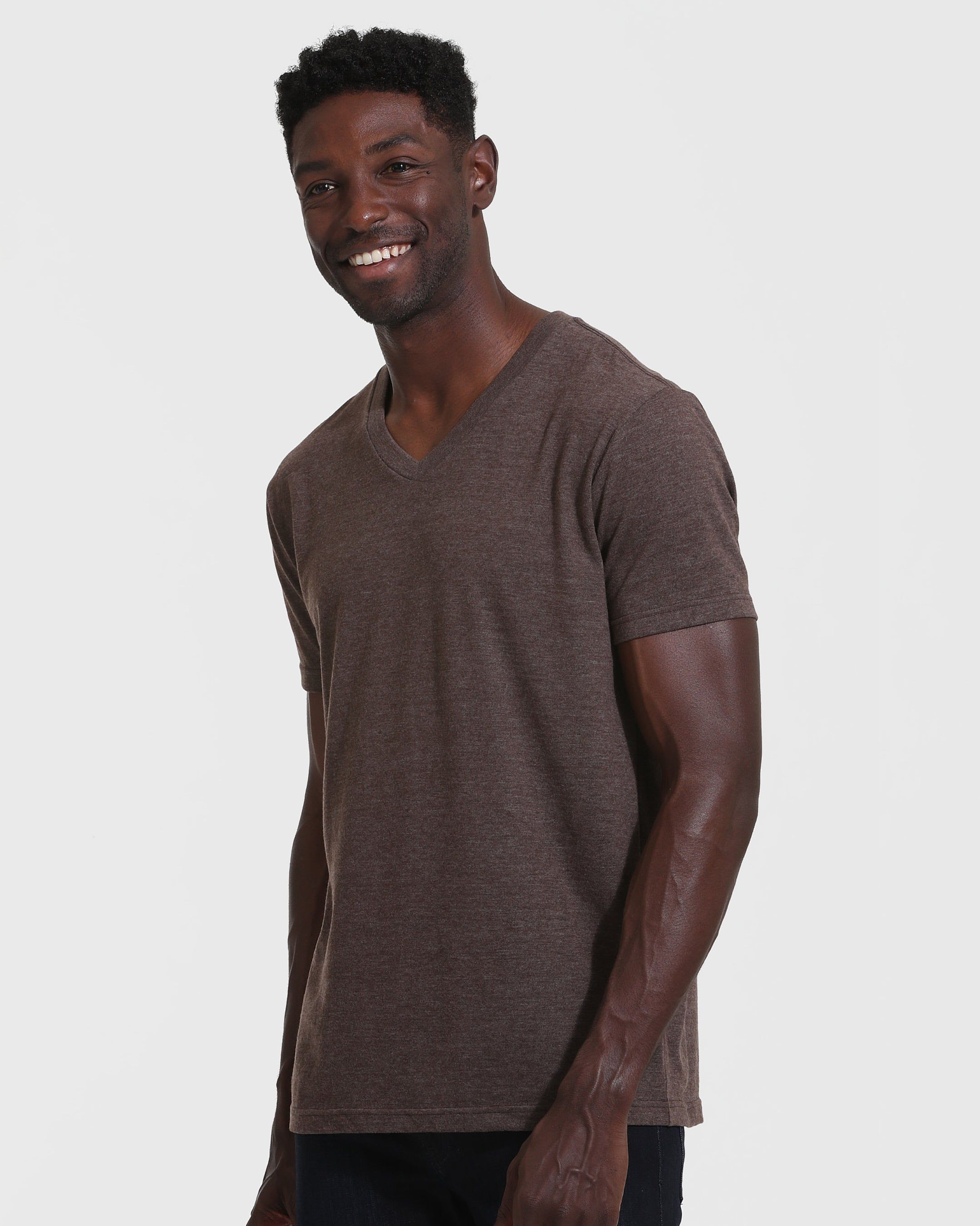 Heather Dark Oak V-Neck T-Shirt sold by True Classic product image thumbnail 3