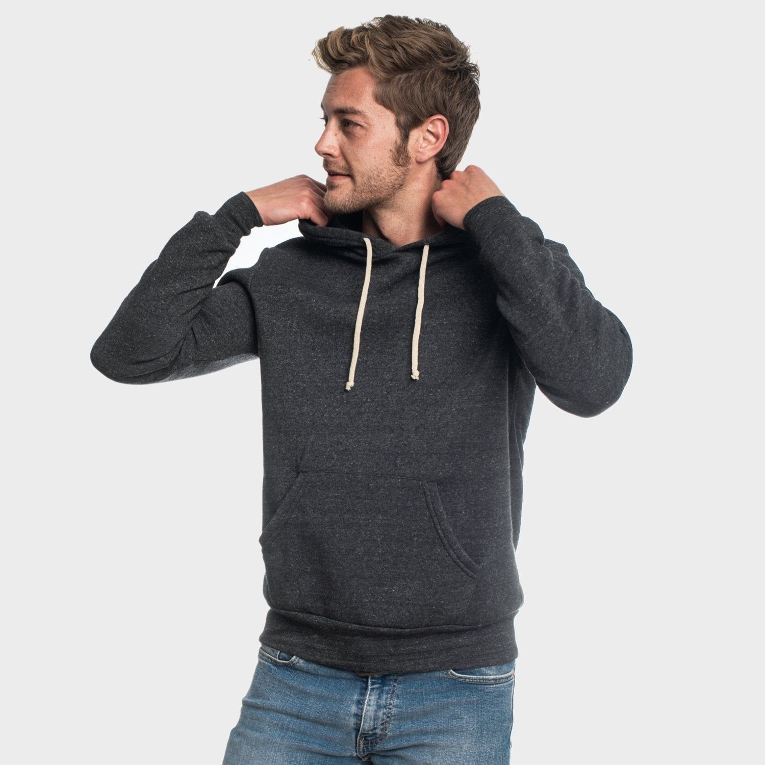 Charcoal Black Fleece Pull Over Hoodie sold by True Classic