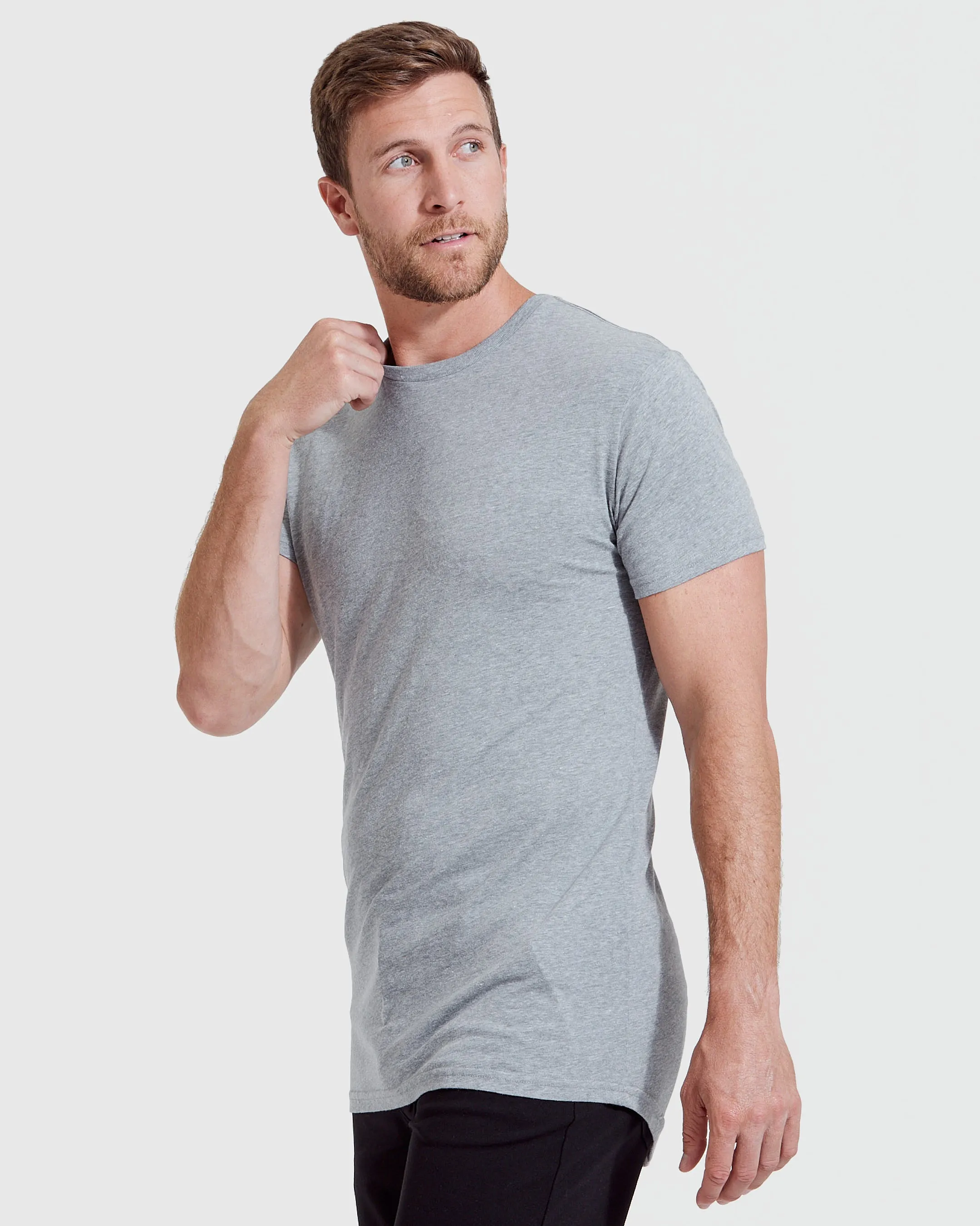 Heather Gray Tall Round Hem Crew Neck T-Shirt sold by True Classic product image thumbnail 3