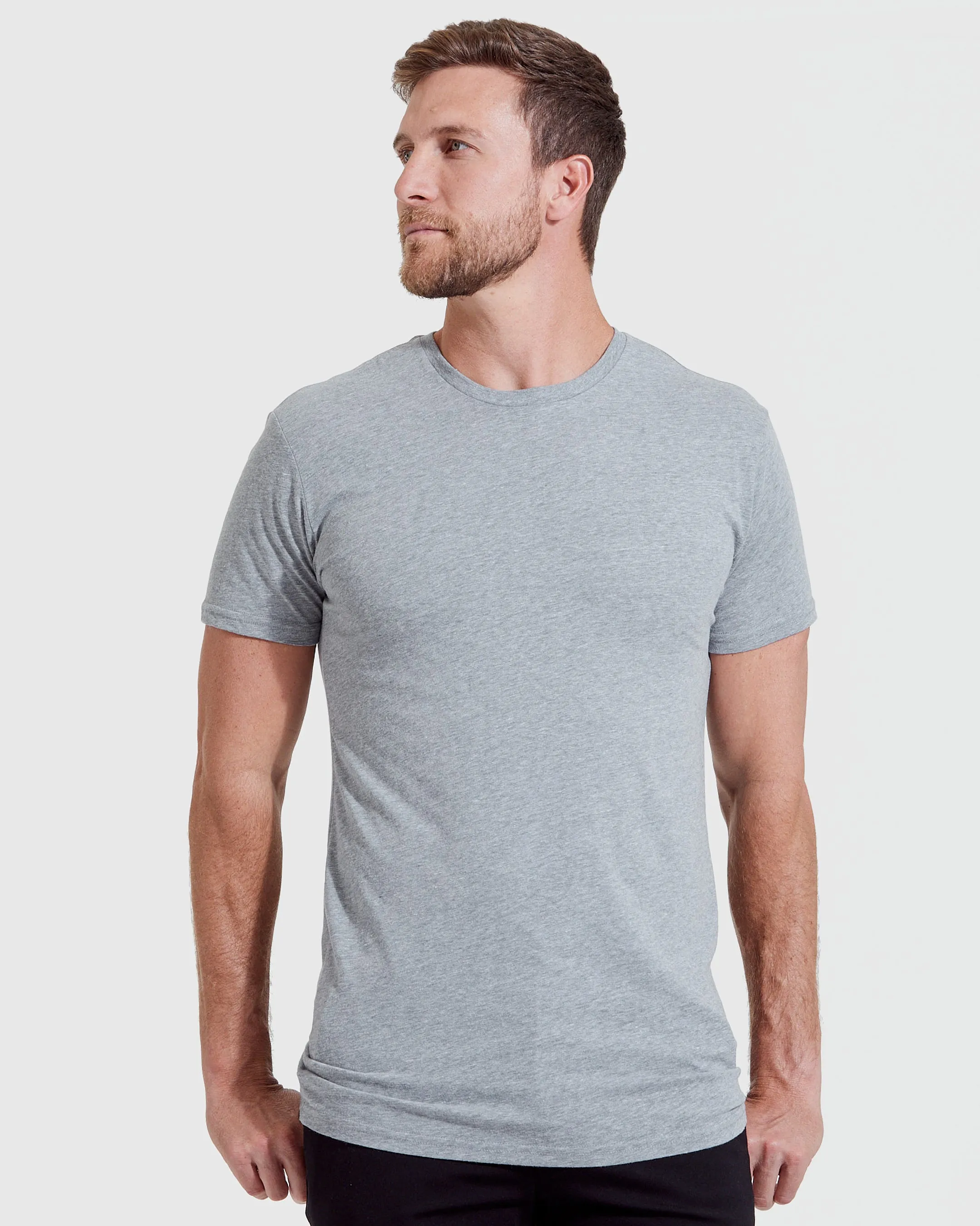 Heather Gray Tall Round Hem Crew Neck T-Shirt sold by True Classic