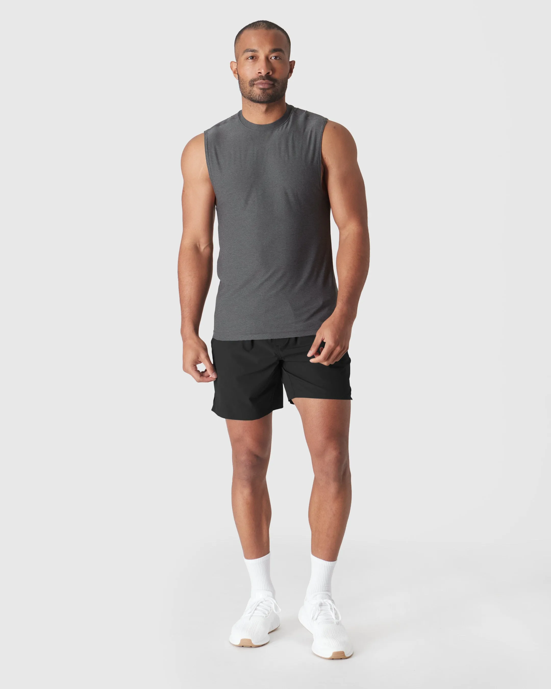 Charcoal Heather Gray Active Sleeveless Muscle Tee sold by True Classic product image thumbnail 4