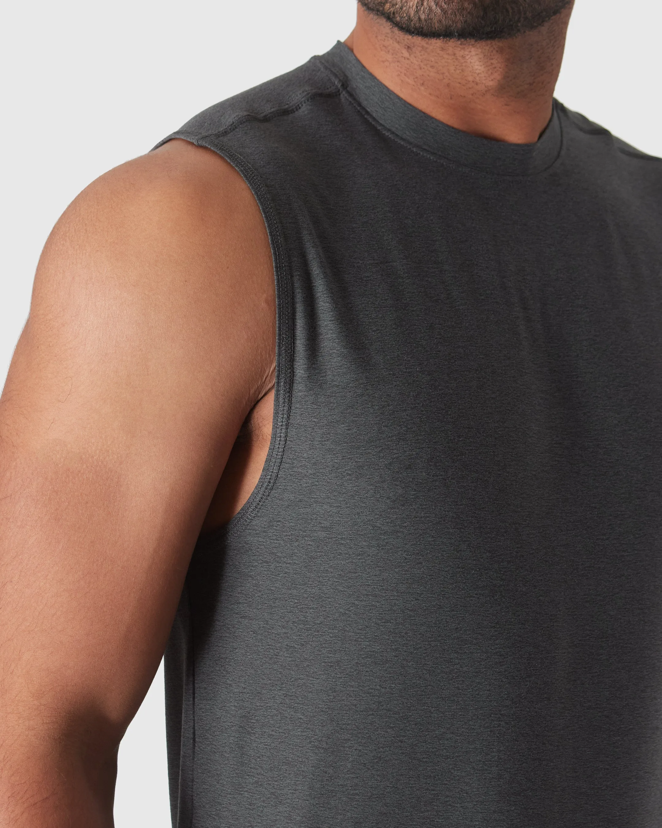 Charcoal Heather Gray Active Sleeveless Muscle Tee sold by True Classic product image thumbnail 5