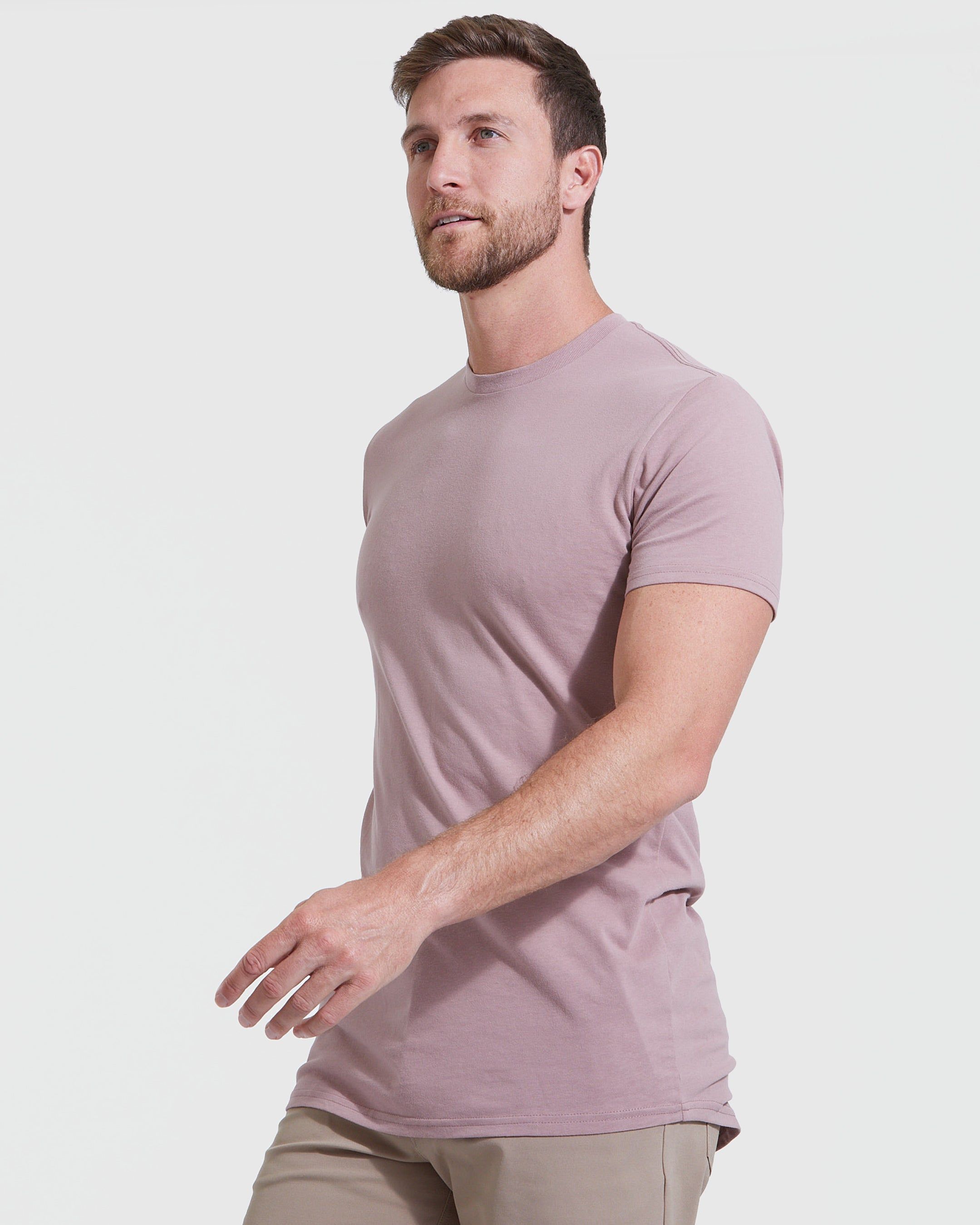 Mineral Mauve Tall Round Hem Crew Neck T-Shirt sold by True Classic product image thumbnail 3