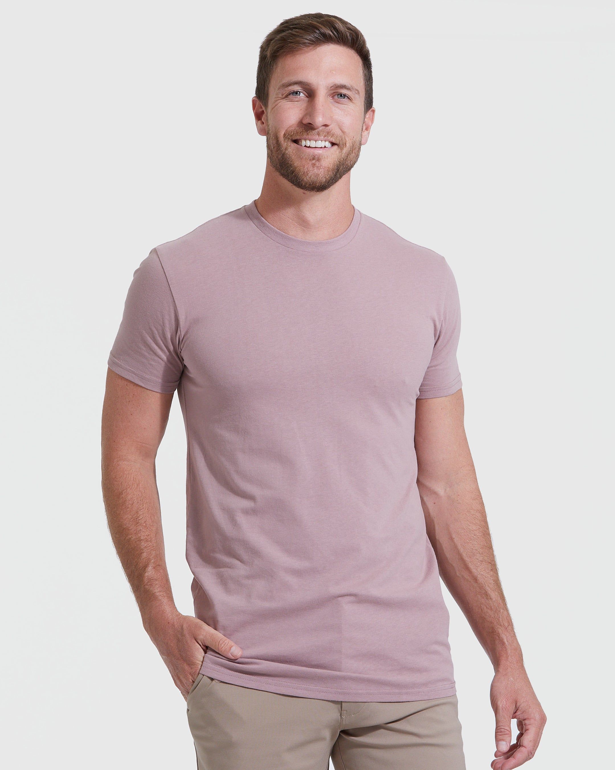 Mineral Mauve Tall Round Hem Crew Neck T-Shirt sold by True Classic