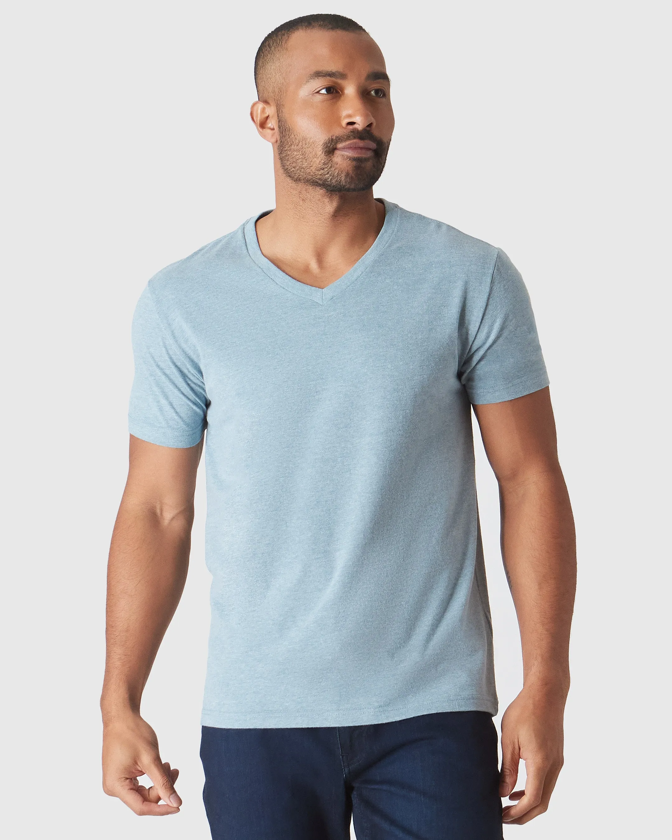 Heather Sapphire Classic V-Neck sold by True Classic