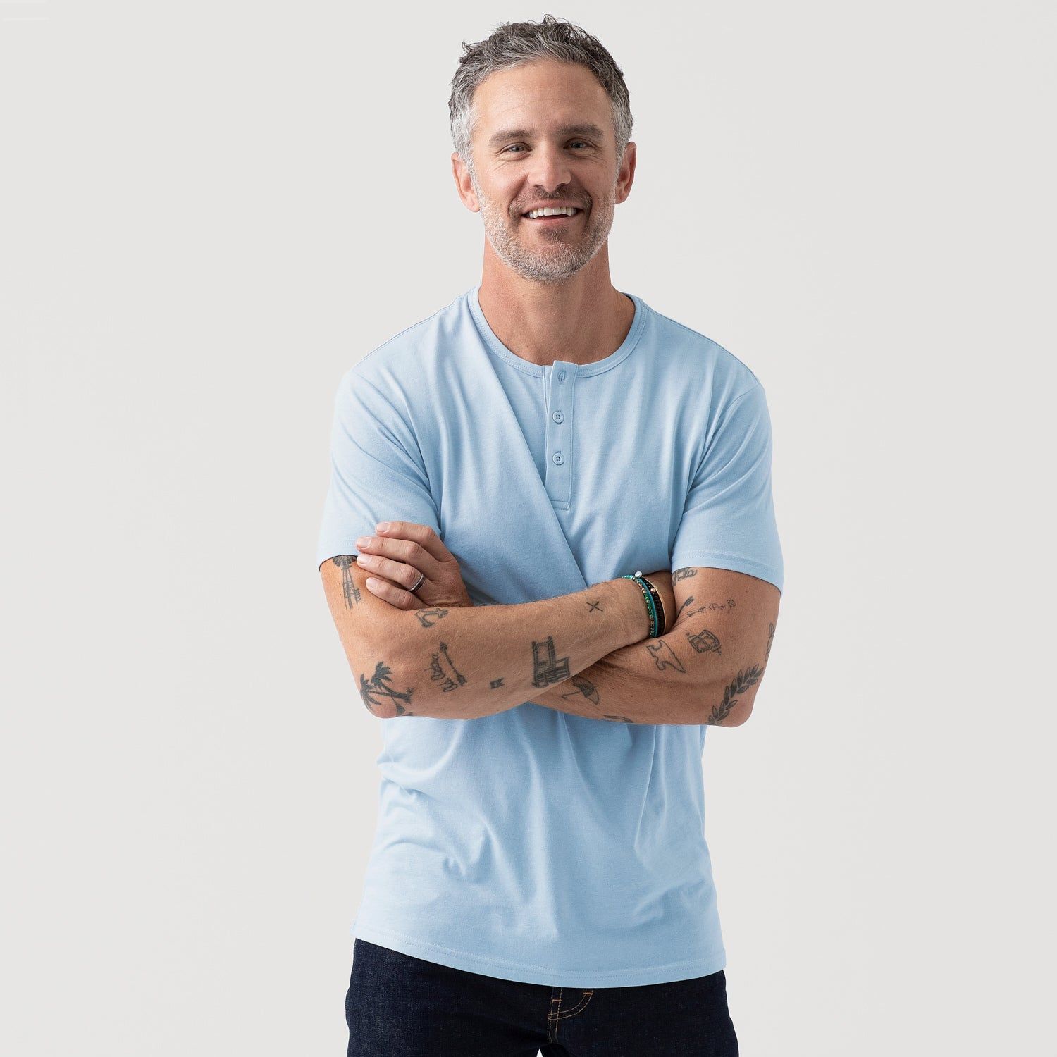 Oxford Blue Short Sleeve Henley sold by True Classic