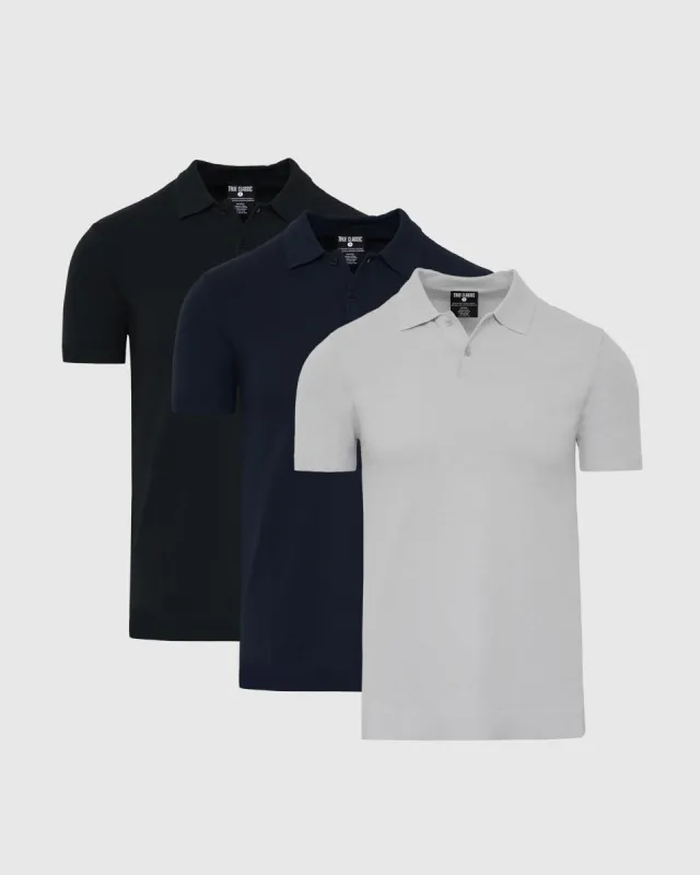 Core Short Sleeve Sweater Polo 3-Pack sold by True Classic