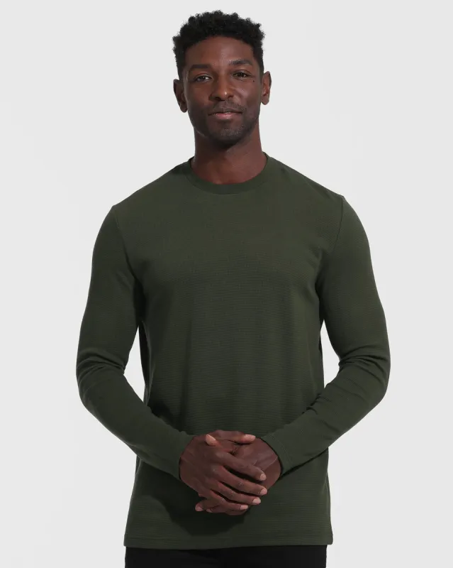 Dark Olive Long Sleeve Waffle Crew sold by True Classic