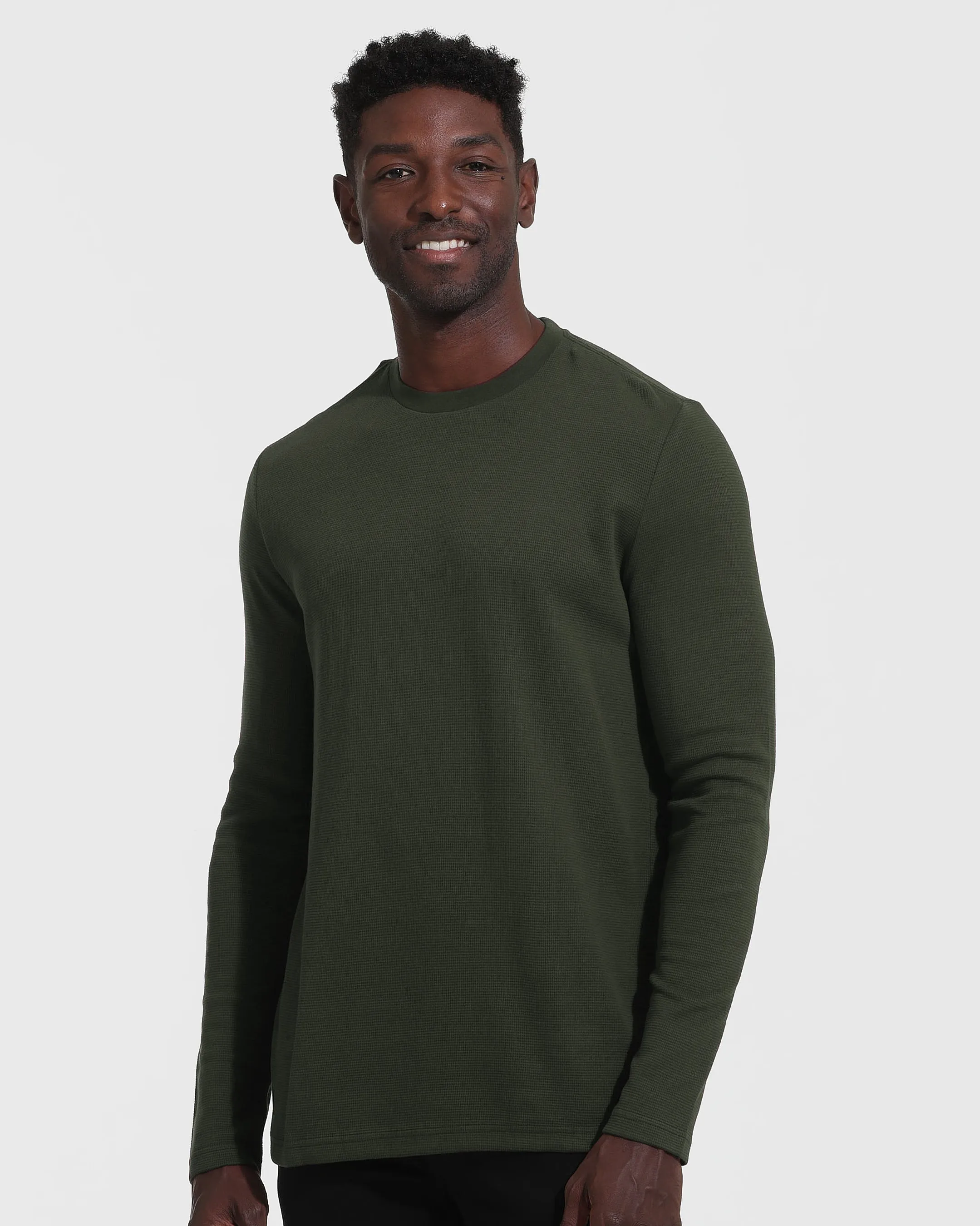 Dark Olive Long Sleeve Waffle Crew sold by True Classic product image thumbnail 3