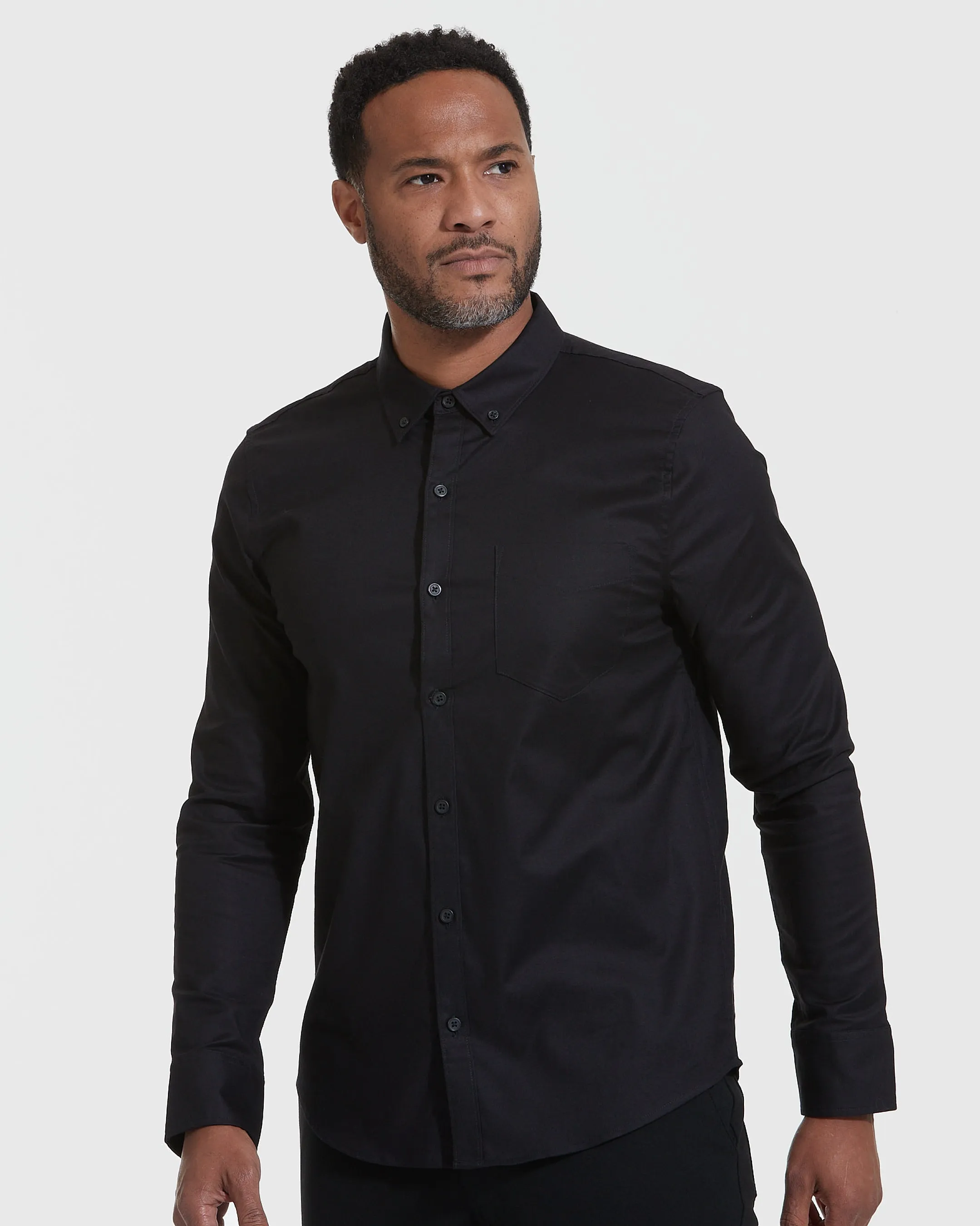 Black Stretch Oxford Long Sleeve Shirt sold by True Classic product image thumbnail 3