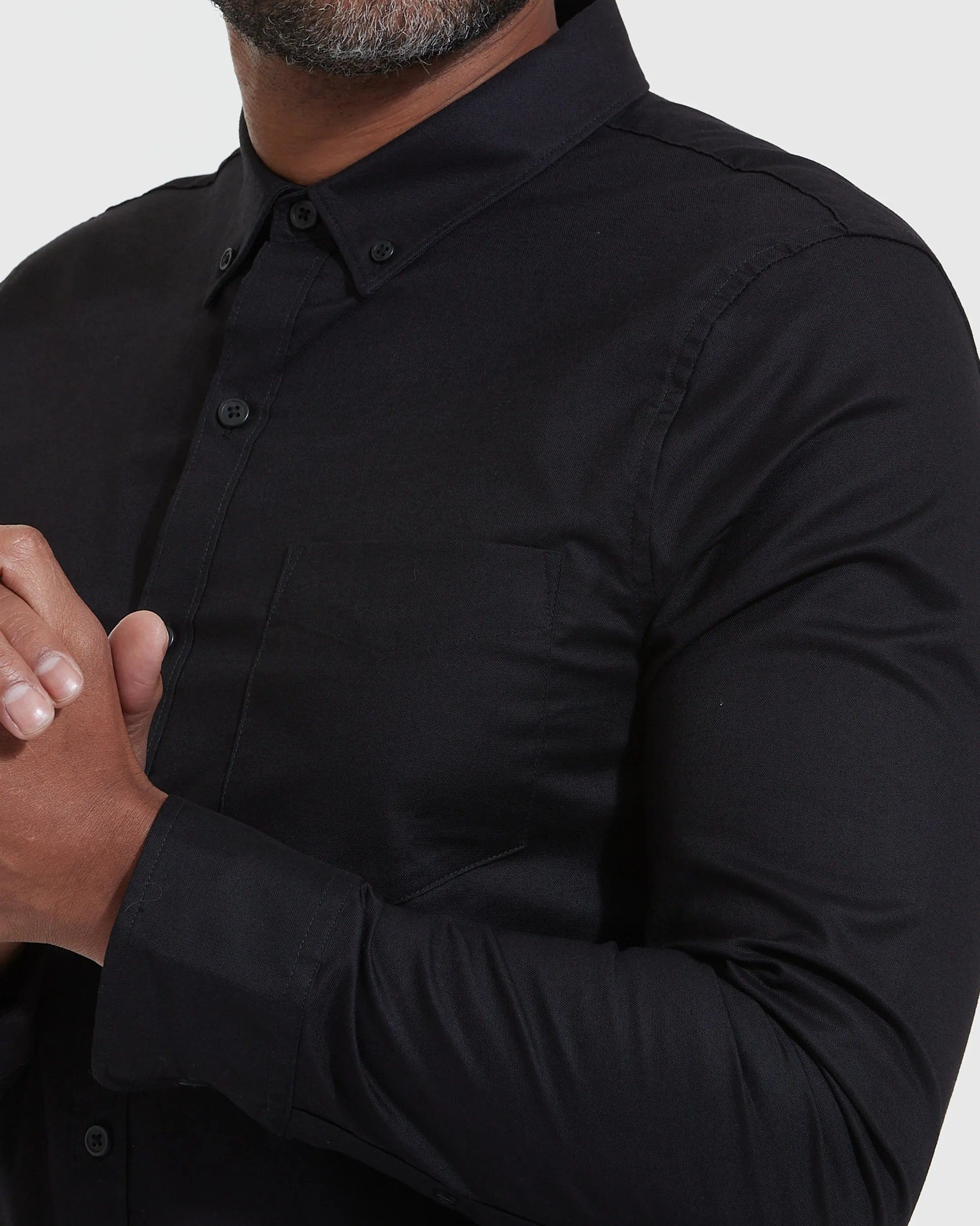 Black Stretch Oxford Long Sleeve Shirt sold by True Classic product image thumbnail 5
