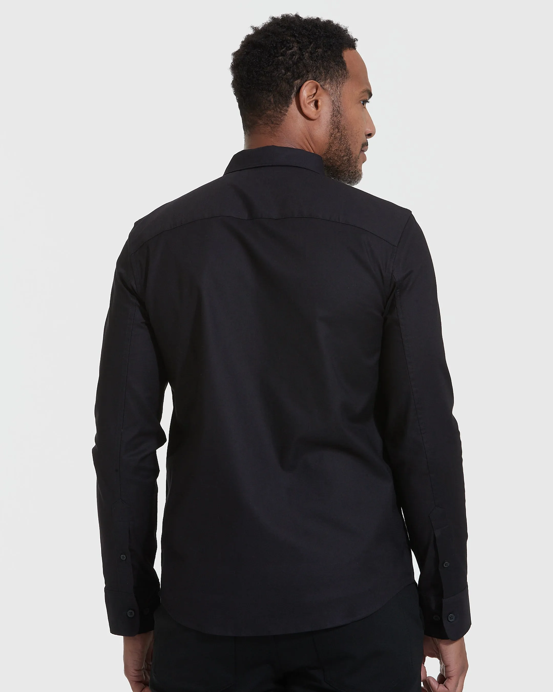 Black Stretch Oxford Long Sleeve Shirt sold by True Classic product image thumbnail 4