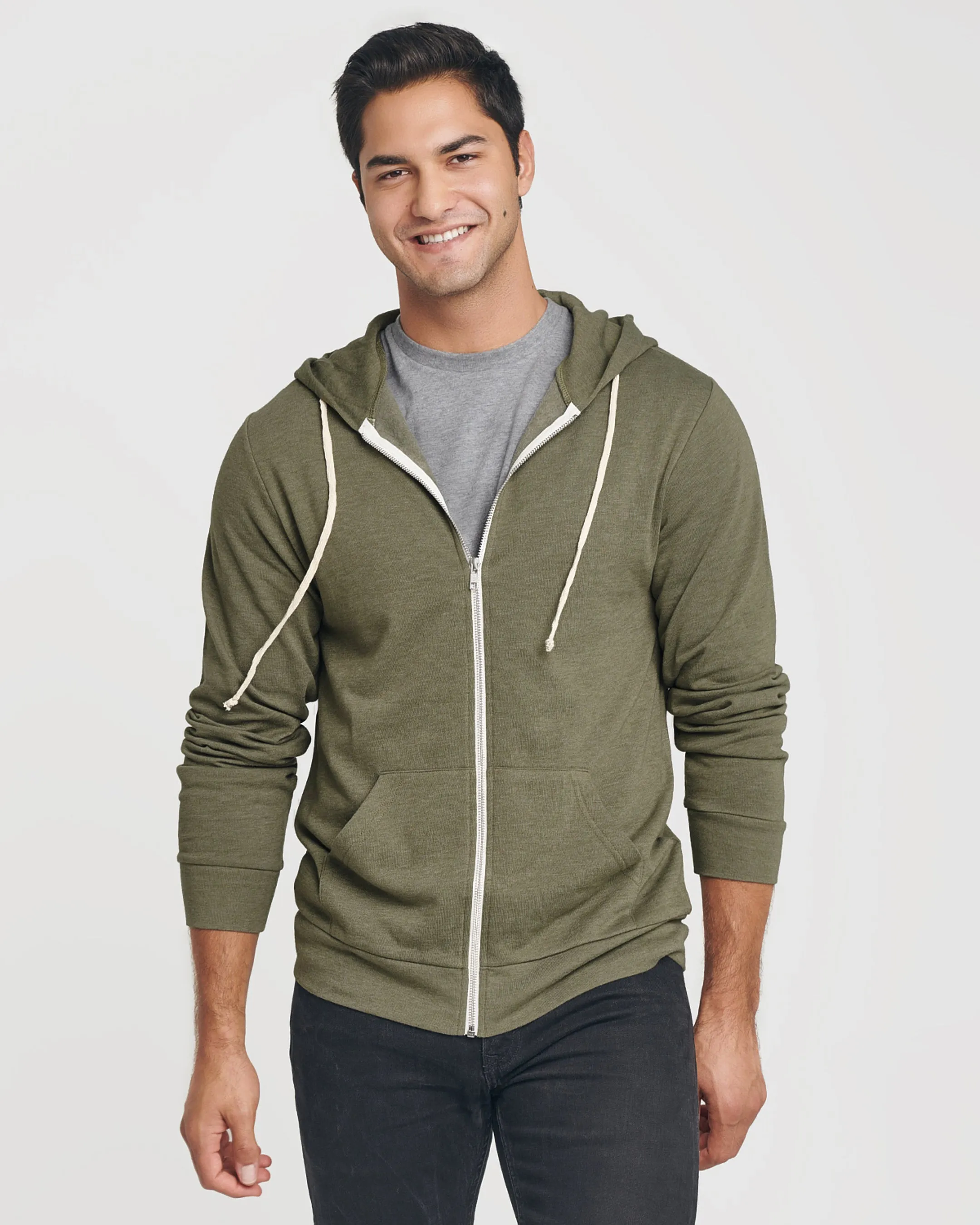 Military Green Fleece Zip Hoodie sold by True Classic