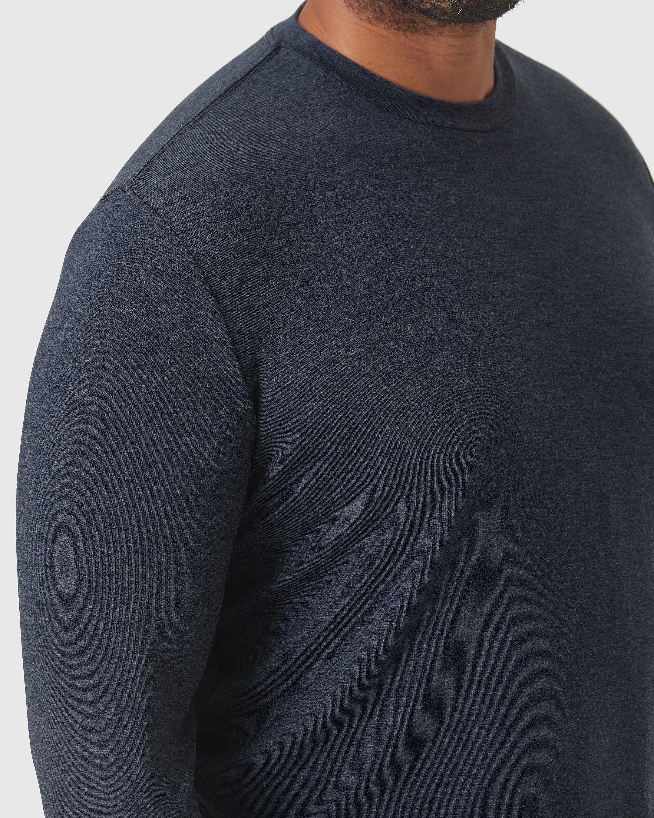 Heather Navy Long Sleeve Loungewear Tee sold by True Classic product image thumbnail 4