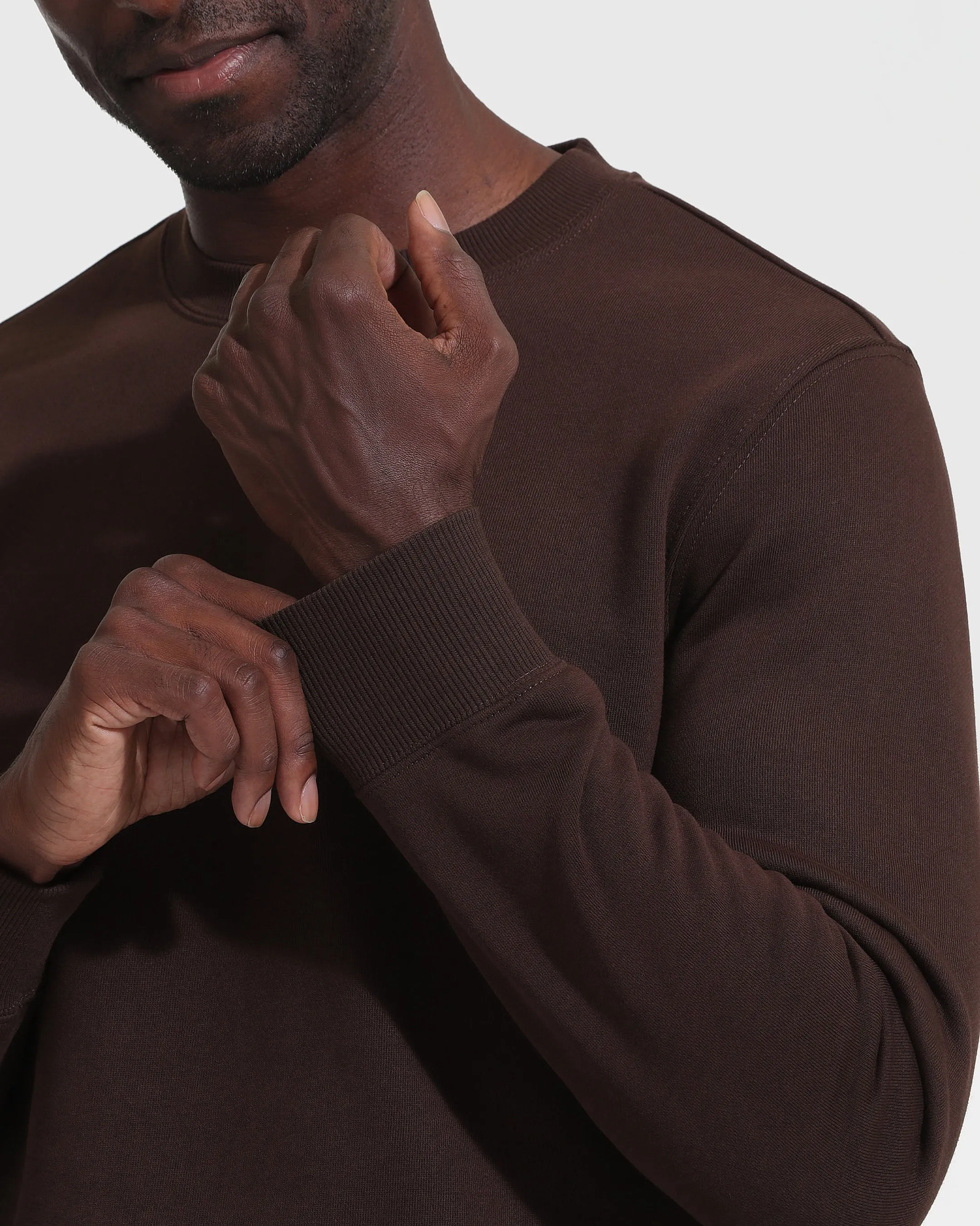 Dark Oak Fleece French Terry Pullover Crew Neck sold by True Classic product image thumbnail 5