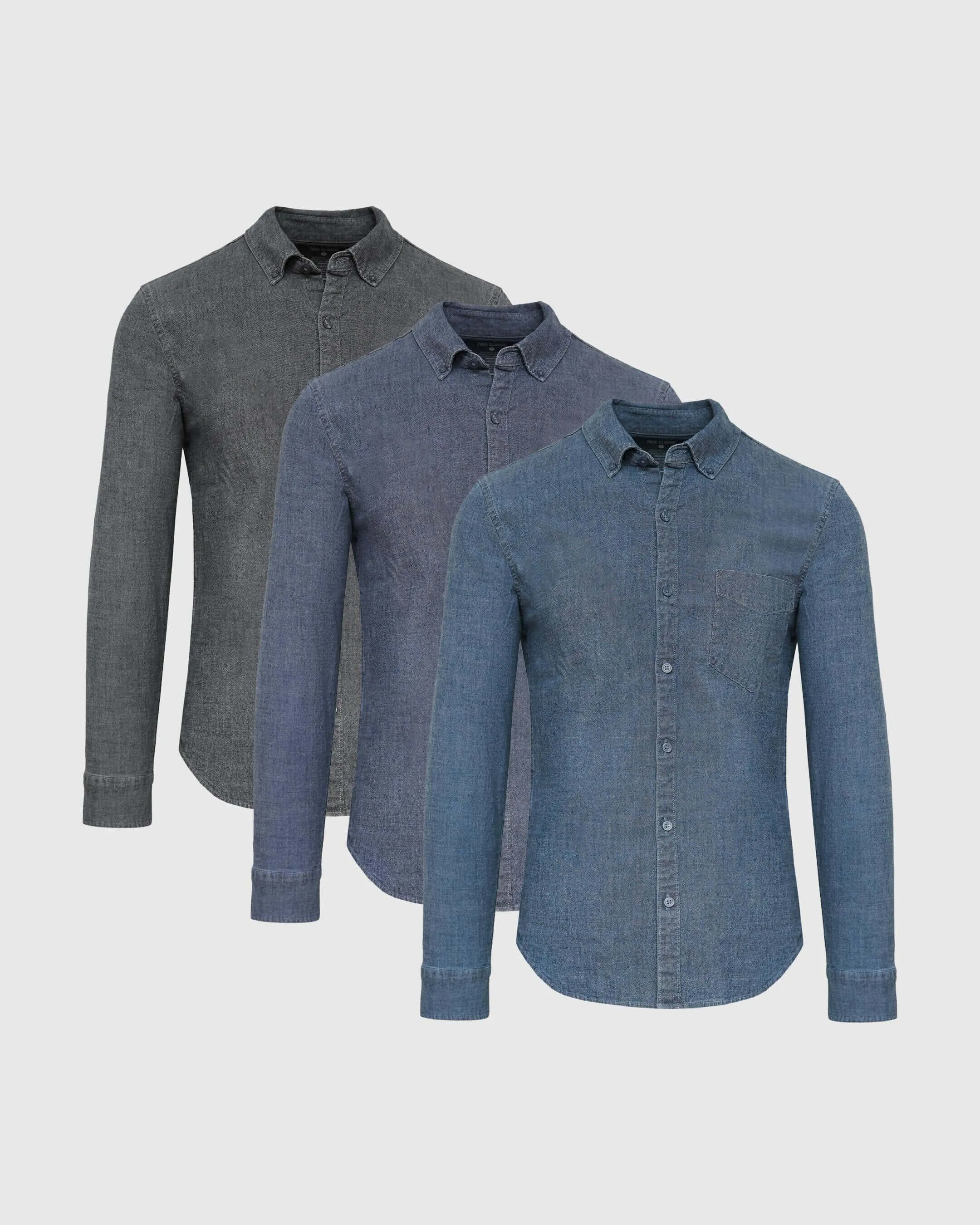 Long Sleeve Stretch Chambray Shirt 3-Pack sold by True Classic