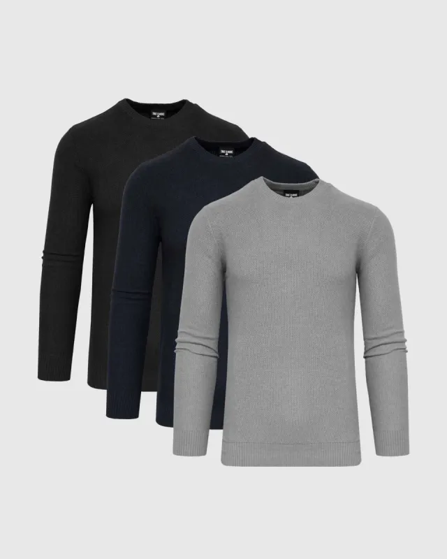 Core Color Cotton Pique Crew Sweater 3-Pack sold by True Classic
