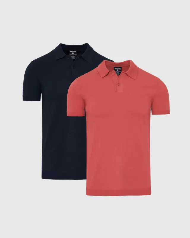 Color Short Sleeve Sweater Polo Starter 2-Pack sold by True Classic