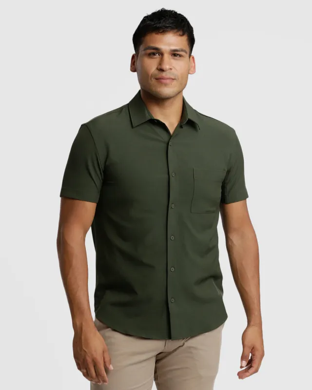 Olive Short Sleeve Ripstop Commuter Shirt sold by True Classic