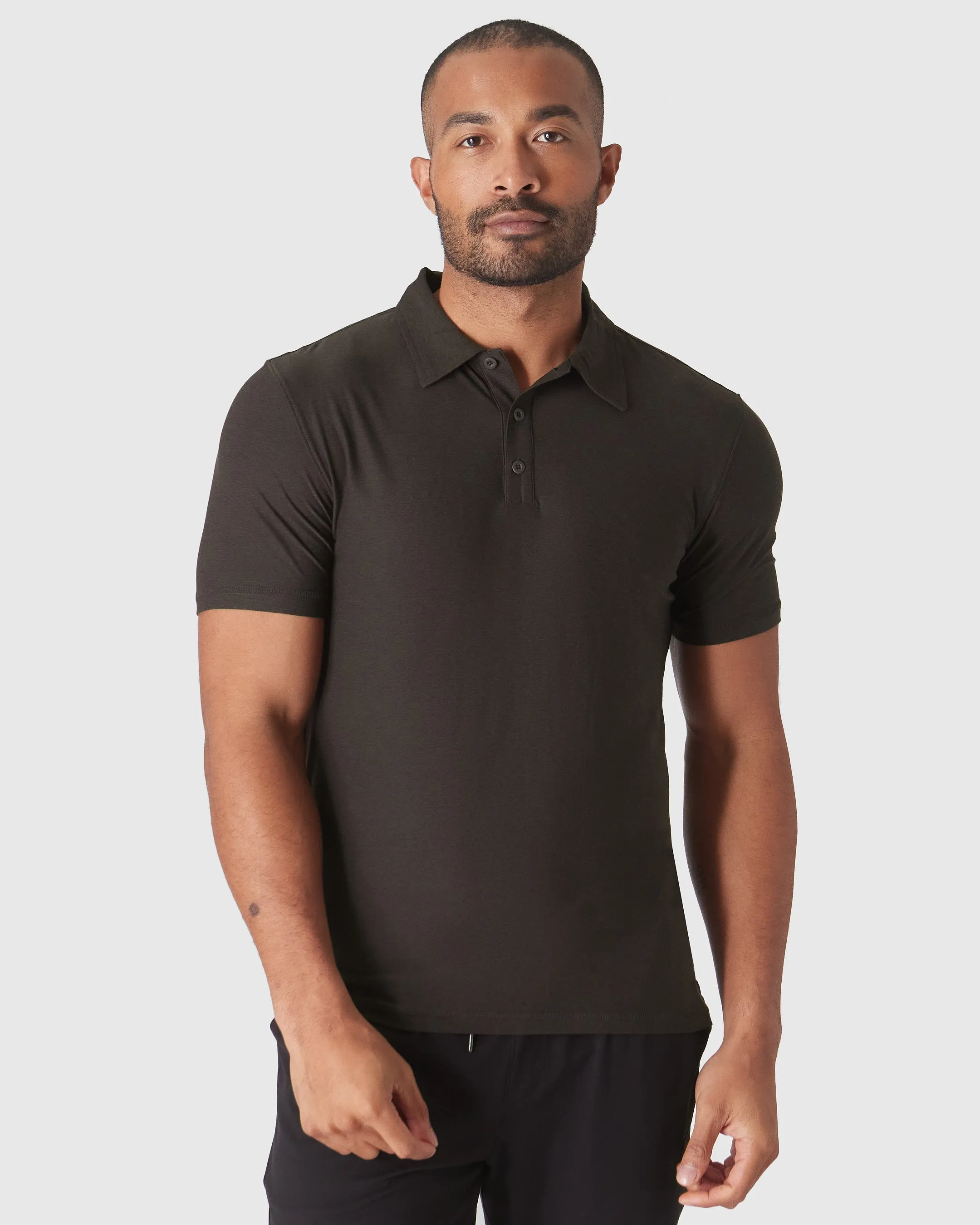 Dark Heather Cocoa Active Polo 2.0 sold by True Classic