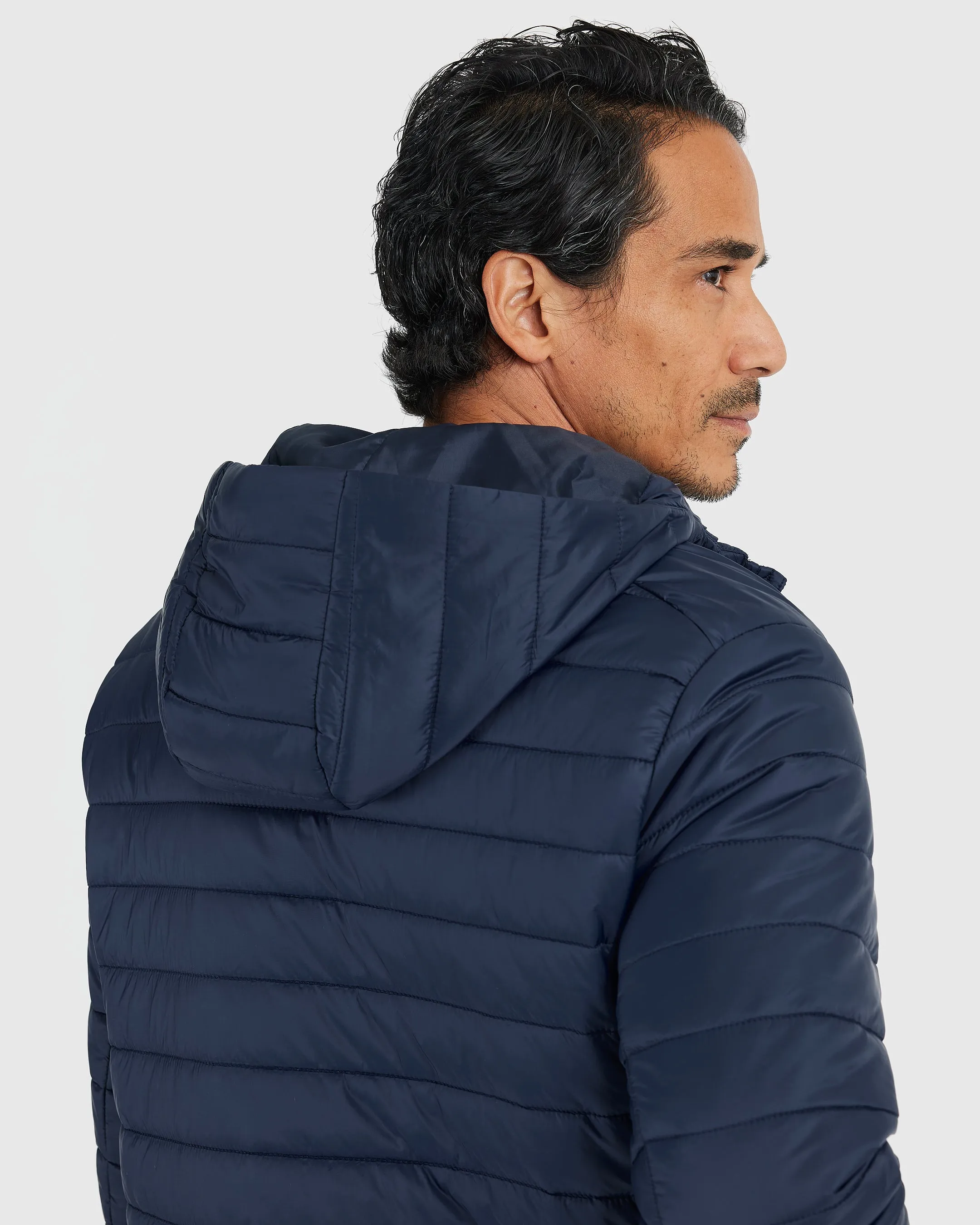 Navy Hooded Puffer Jacket sold by True Classic product image thumbnail 4