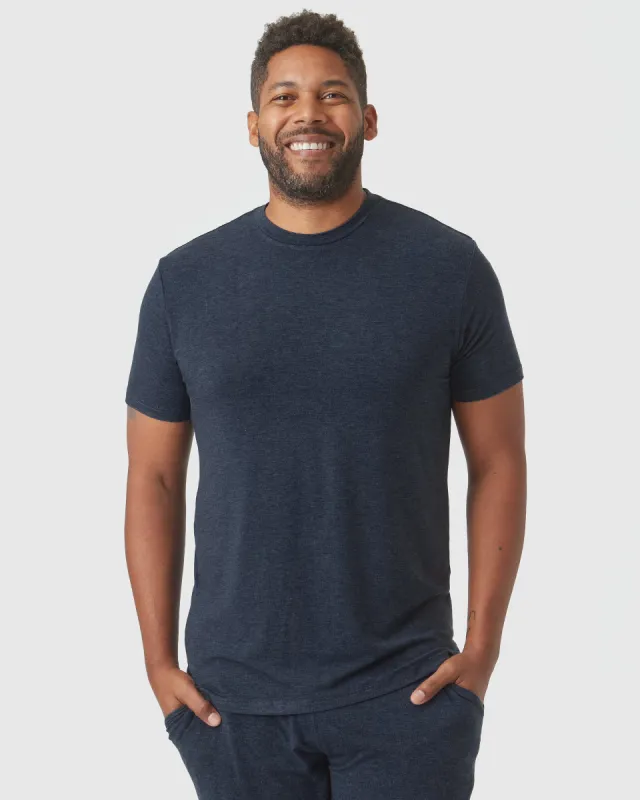 Heather Navy Short Sleeve Loungewear Tee made by True Classic