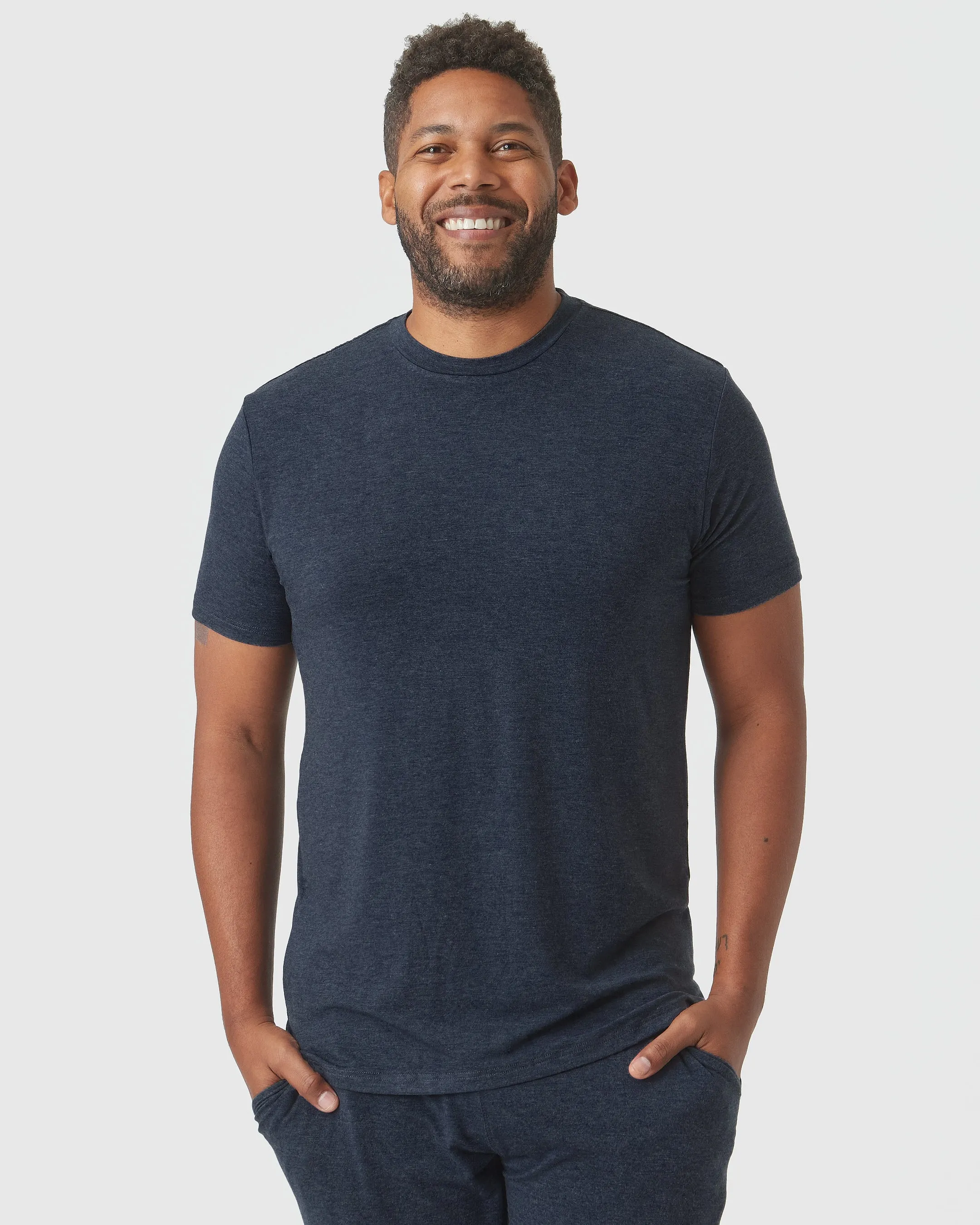 Heather Navy Short Sleeve Loungewear Tee sold by True Classic