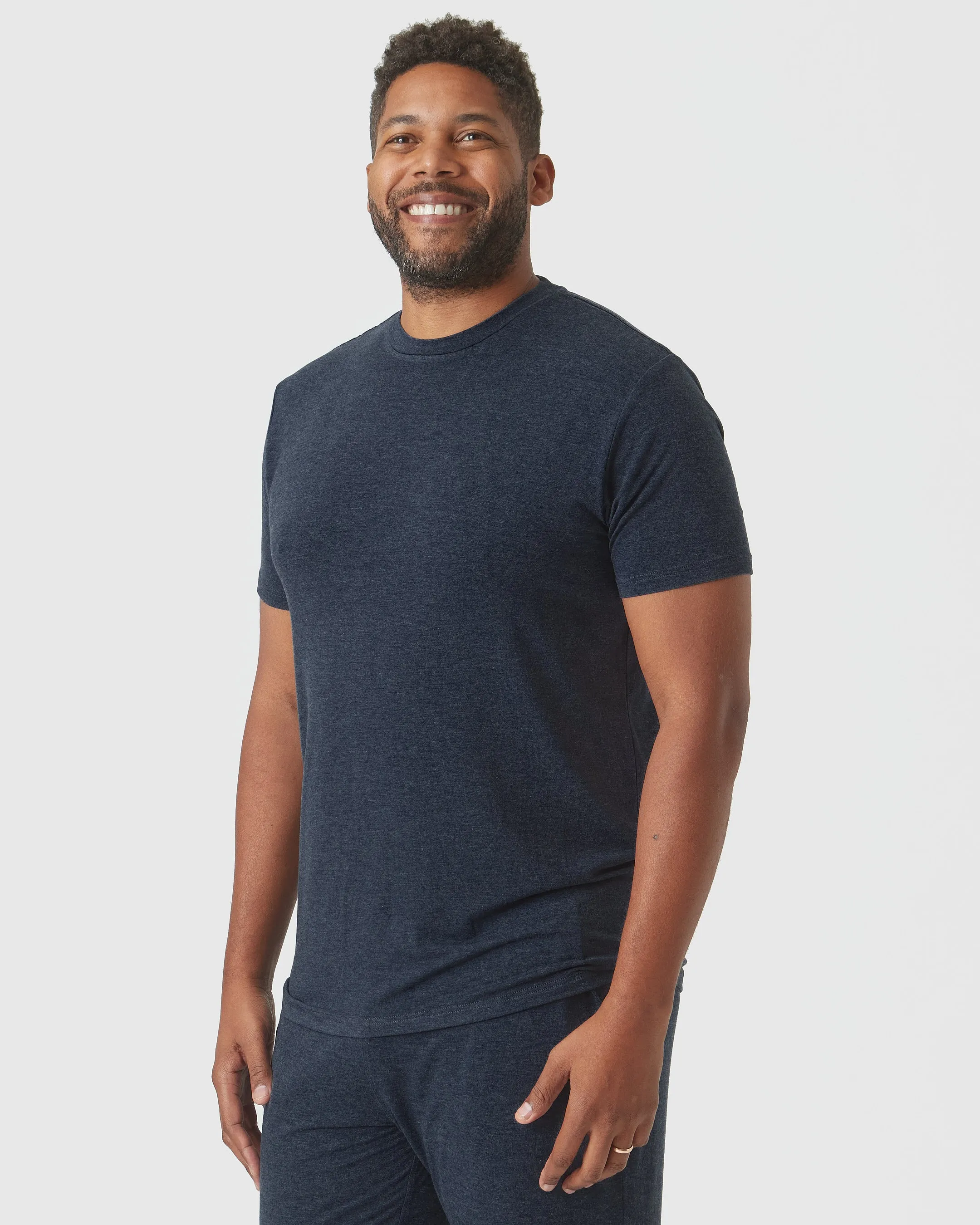 Heather Navy Short Sleeve Loungewear Tee sold by True Classic product image thumbnail 4
