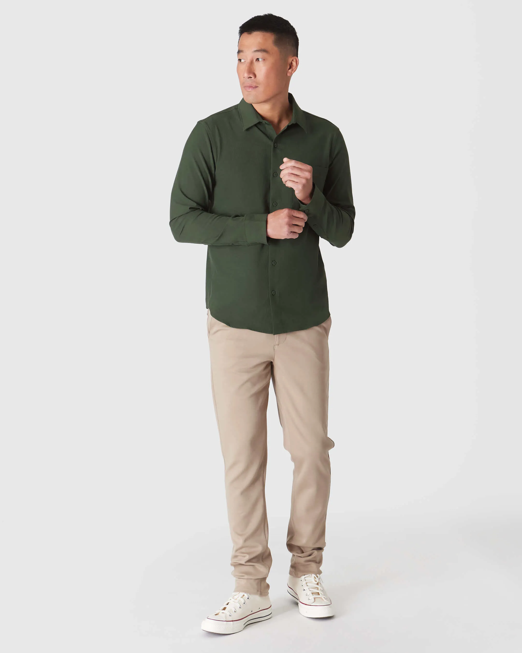 Olive Long Sleeve Ripstop Commuter Shirt sold by True Classic product image thumbnail 4