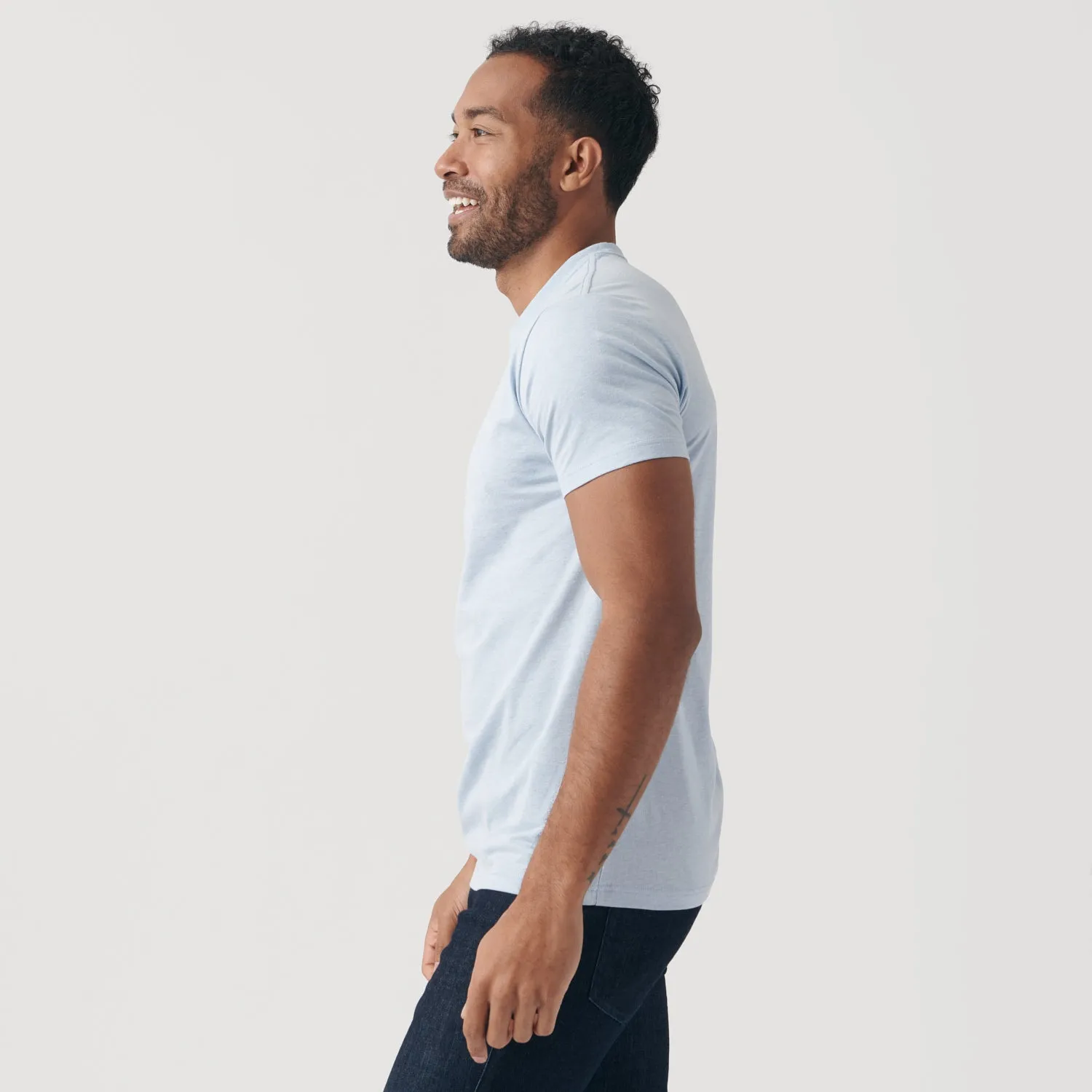 Heather Pale Blue Short Sleeve Crew Neck Tee sold by True Classic product image thumbnail 4
