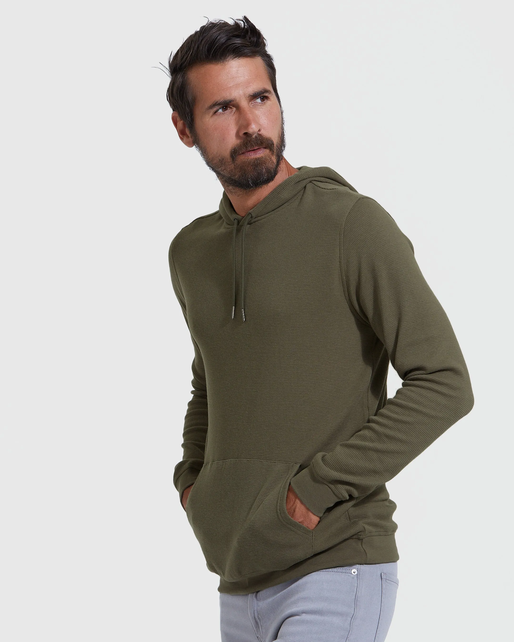 Military Green Waffle Hoodie sold by True Classic product image thumbnail 3